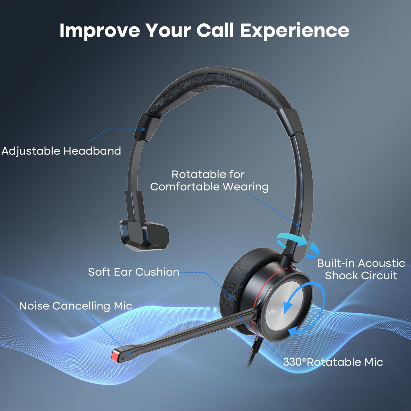 MKJ Cisco Headset Corded RJ9 Call Center Office Phone Headset with Microphone Noise Cancelling for Cisco CP-7821 7841 7861 7941G 7942G 7945G 7962G 7965G 7970 7971G 7975G 8841 8865 8851 9975