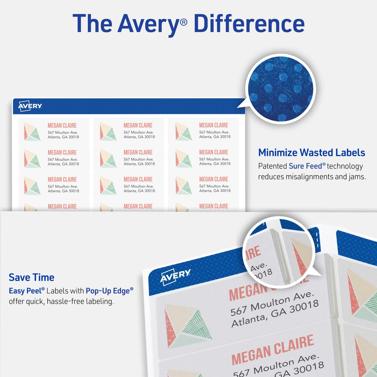 Avery Easy Peel Address Labels for Inkjet Printers, 1 x 2.625 Inches, Clear, Pack of 750 (08660)