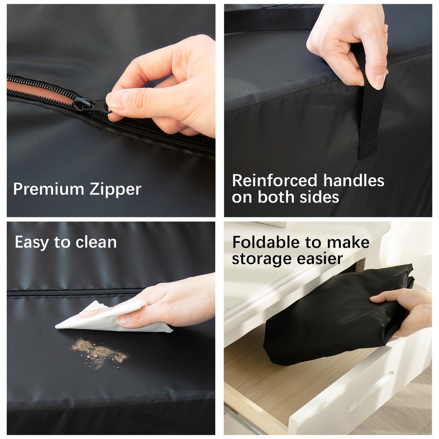 6 Pack Extra Large Moving Bags with Reinforced Zippers, Foldable Heavy Duty Moving Boxes with & Handles,Storage Bags For Space Saving, Clothing Storage Christmas Decor Storage,Traveling