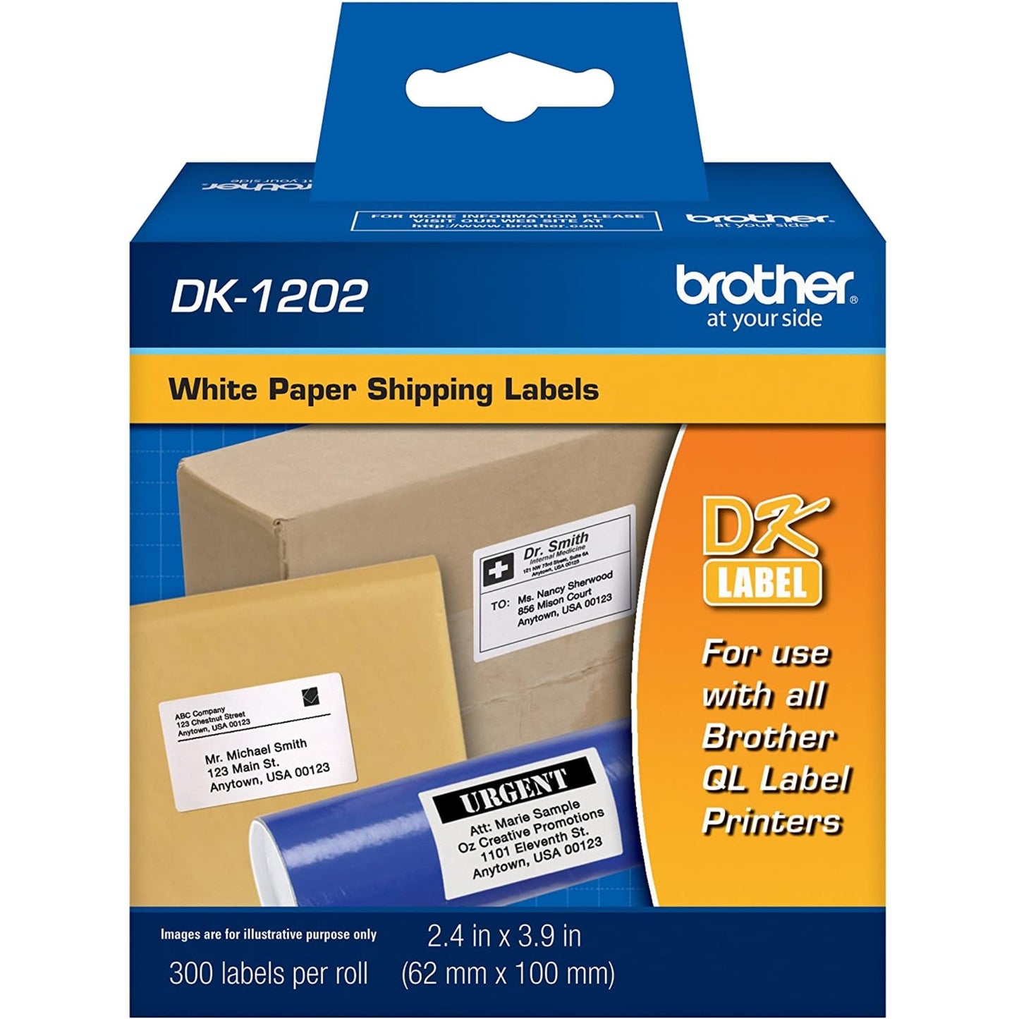 Brother DK-1202 White Paper Shipping Labels for QL Label Printers