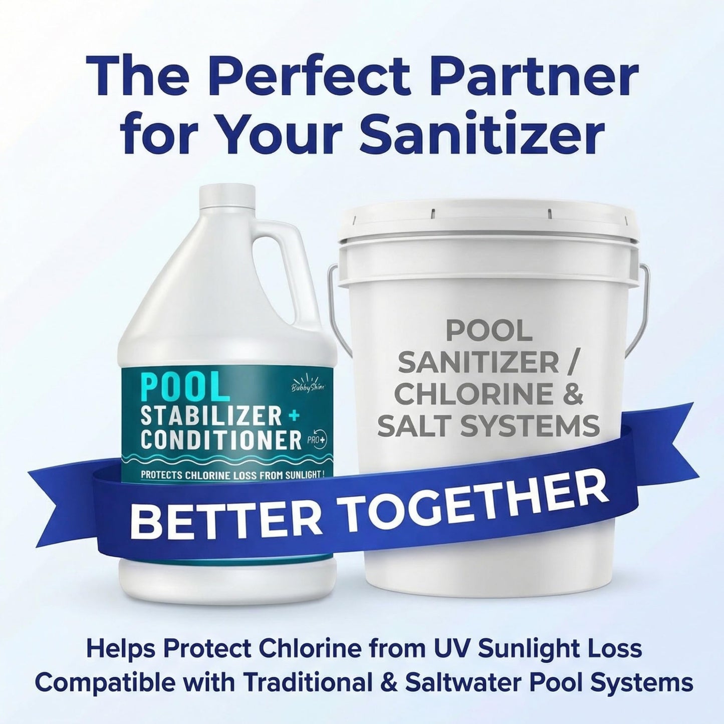 BubbyShine, Pool Stabilizer - Cyanuric Acid Pool Stabilizer, Liquid Chlorine Stabilizer for Pool Chemicals, Swimming Pool Conditioner Stabilizer, Pool Stabilizer for Salt Pool & Chlorine, 1 Gallon