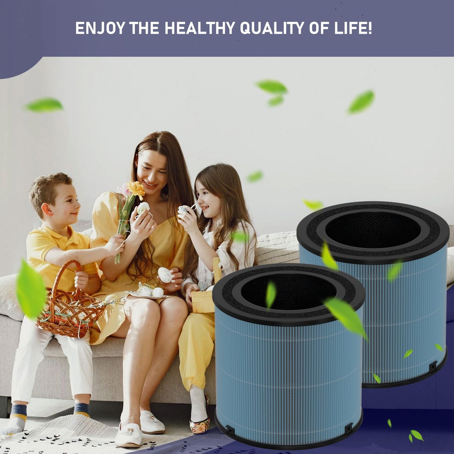 Ontheone AP1001 True HEPA Replacement Filter Compatible with AIRTOK AP1001 Air Purifier, Compare to Part # AP1001-RF, 5-Layer Purification System, 2 Pack