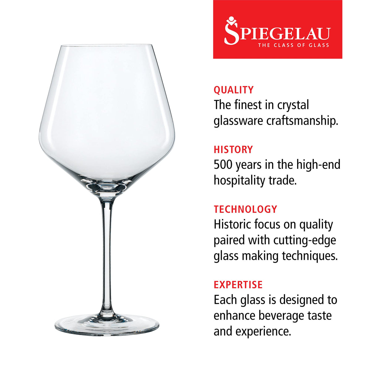 Spiegelau Style Burgundy Wine Glasses, European Made Crystal, Classic Stemmed, Dishwasher Safe, Professional Quality Red Wine Glass Gift Set, 22.6 oz, Set of 4