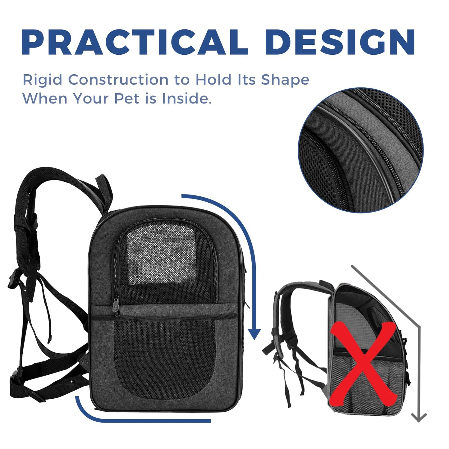 Apollo Walker Pet Carrier Backpack for 4-15lb Cats and Dogs, Puppies, Safety Features and Cushion Back Support for Travel, Hiking, Outdoor Use