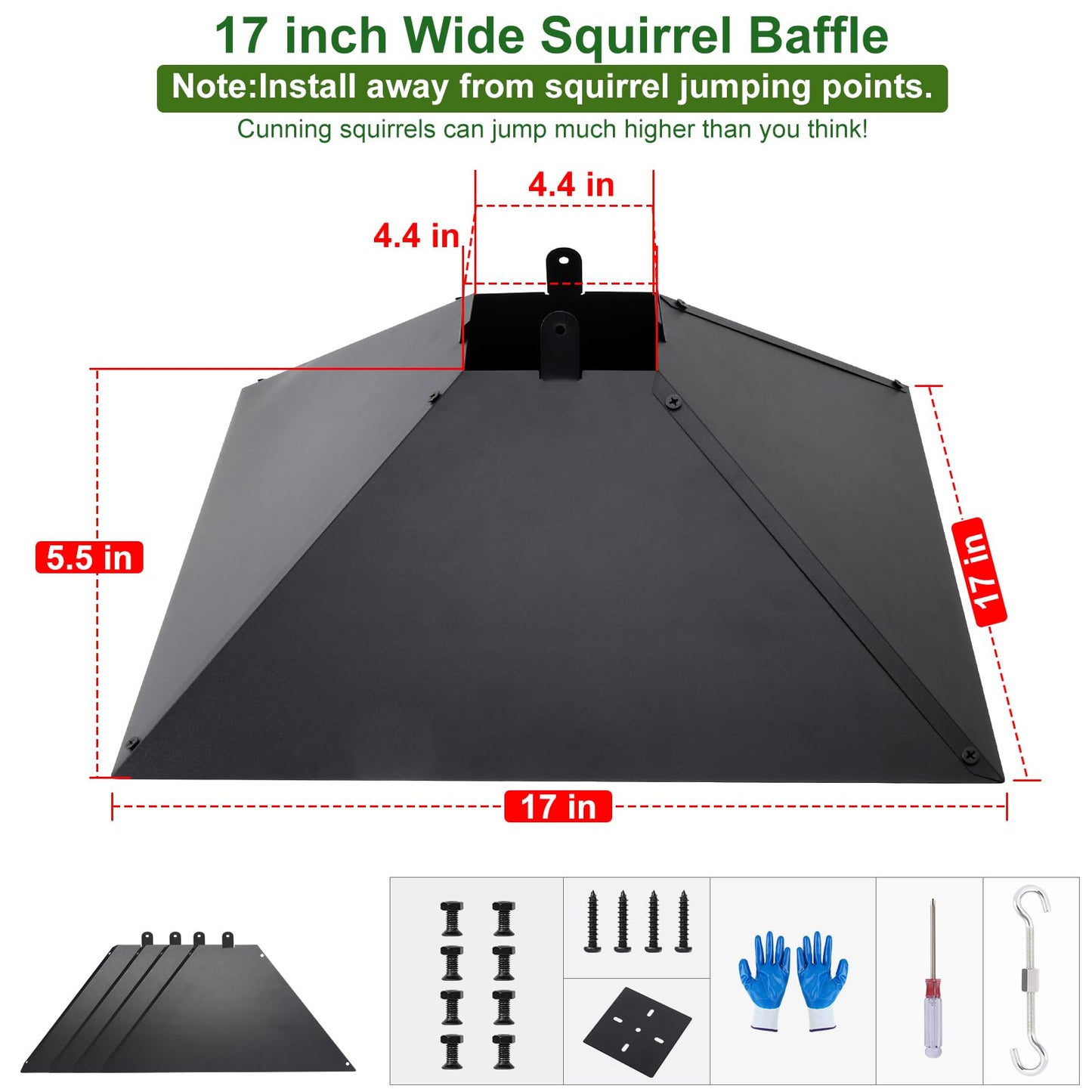 BULFULL Metal Squirrel Baffle for 4x4 Post or Hanging, 2-in-1 Outdoor Wooden Pole Mount Squirrel Baffle for Bird Feeder Pole, 17 Inch Hanging Baffle Feeders to Deter Squirrels or Small Animals - 1PC