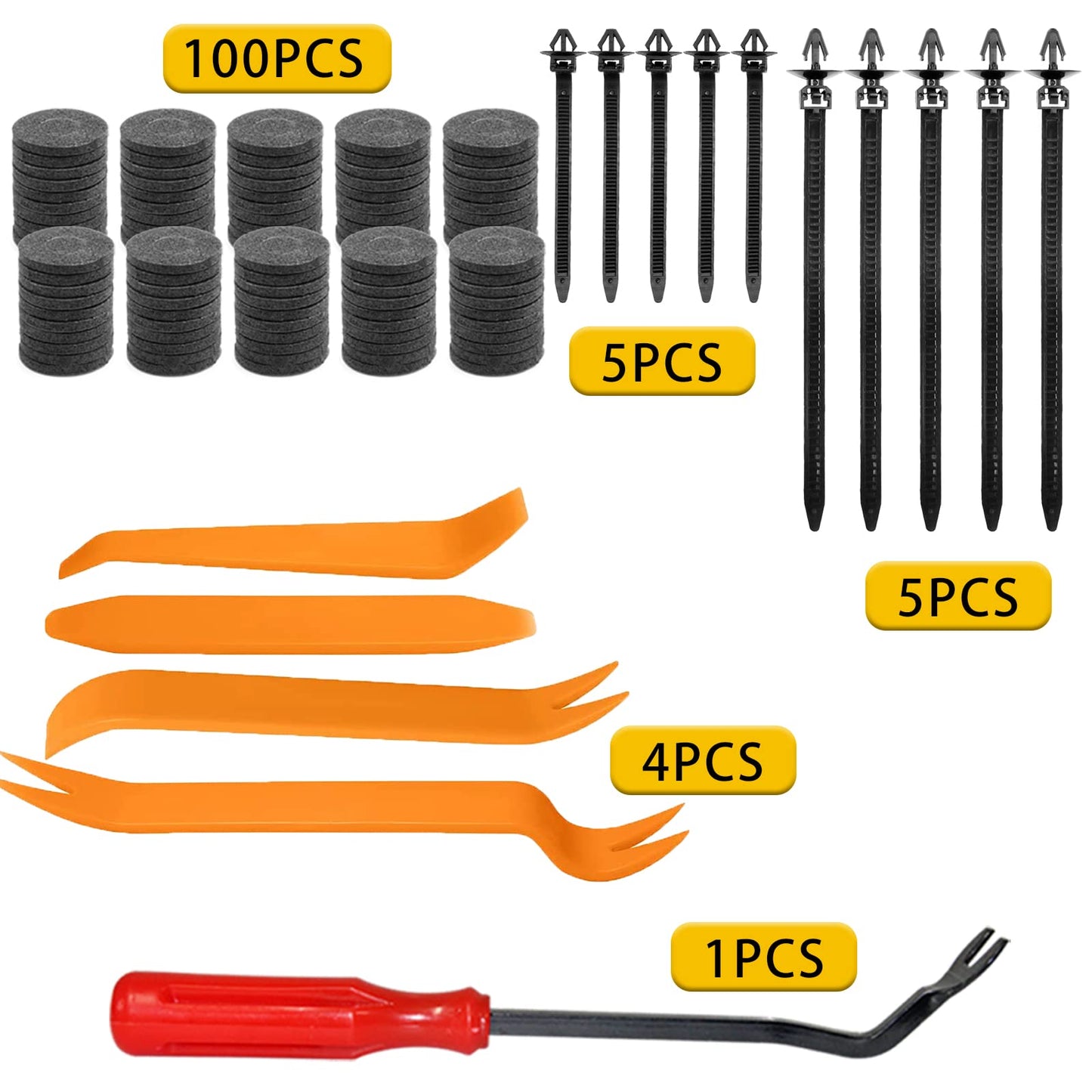 Medoon Car Retainer Clips 1115PCS 32 Most Popular Sizes Fasteners Automotive Plastic Clips with 10 Cable Ties 1 Clip Remover for Ford GM Toyota Honda Chrysler BMW Benz Nissan Subaru Audi Mazda