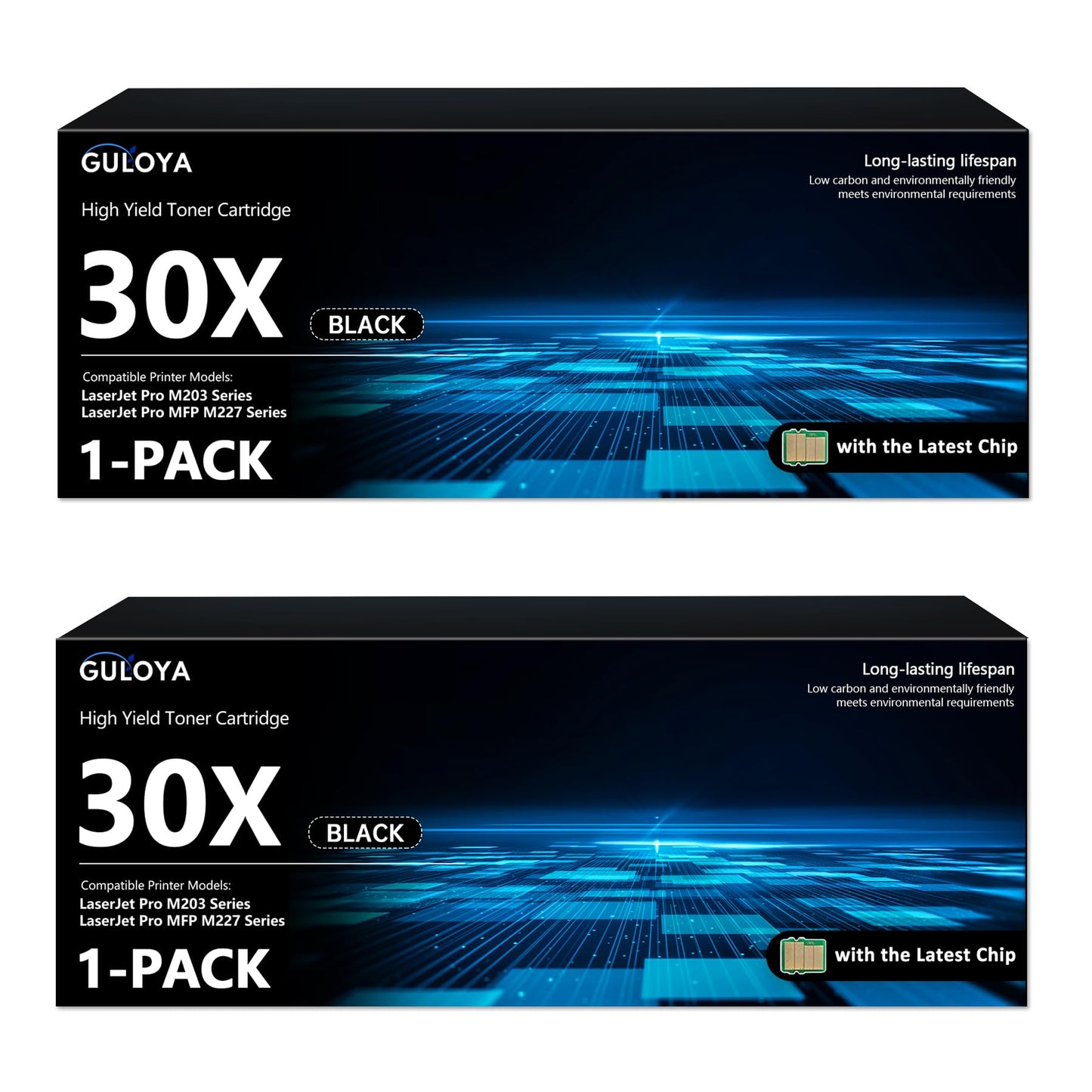 30X CF230X Black Toner Cartridge High Yield 2-Pack with Chip: 30X Toner Cartridge Replacement for HP30X CF230X Black Toner Works with Laser Pro M203dn M203dw Pro MFP M227fdn M227sdn M227fdw Printer