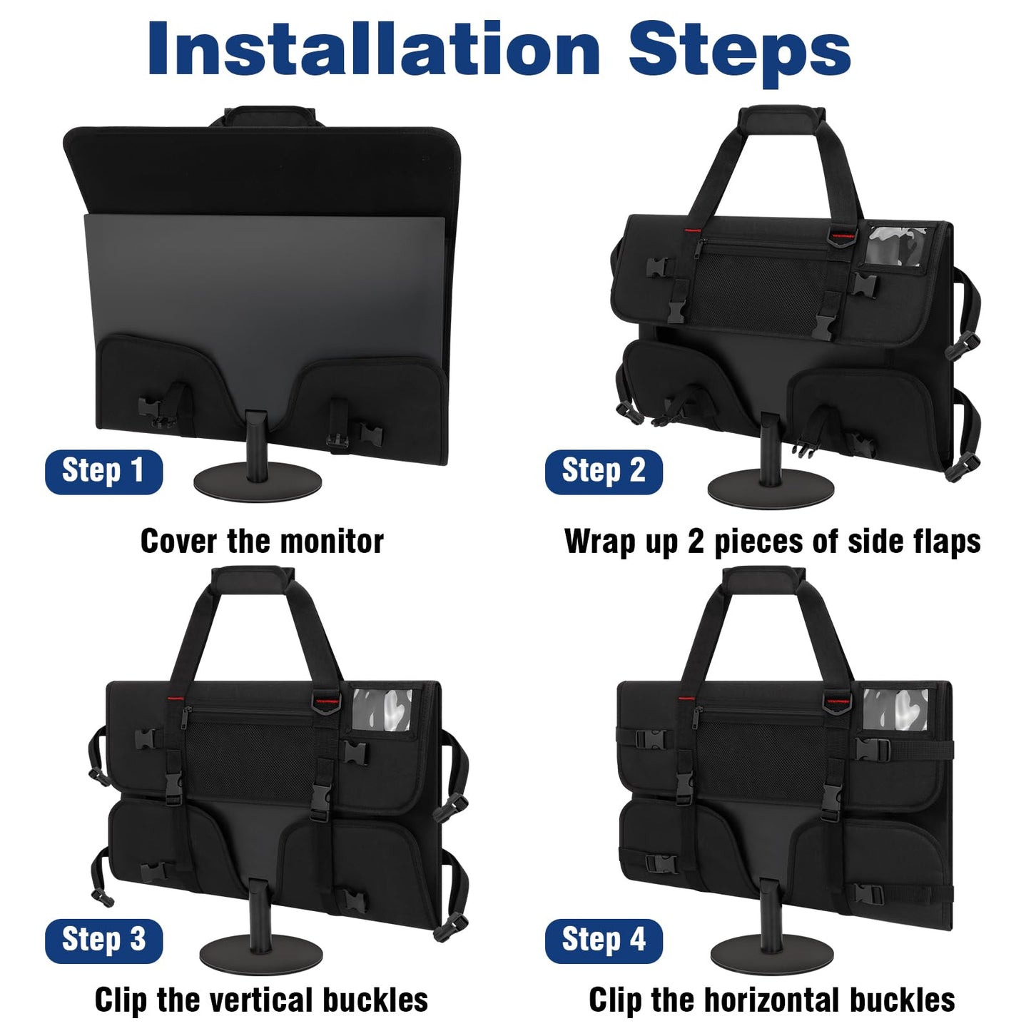 Monitor Carrying Case, Monitor Travel Case for 27" LCD Screens and Monitors, Protective Monitor Bag Computer Monitor Dust Covers with Padded Velvet Lining & Adjustable Shoulder Strap