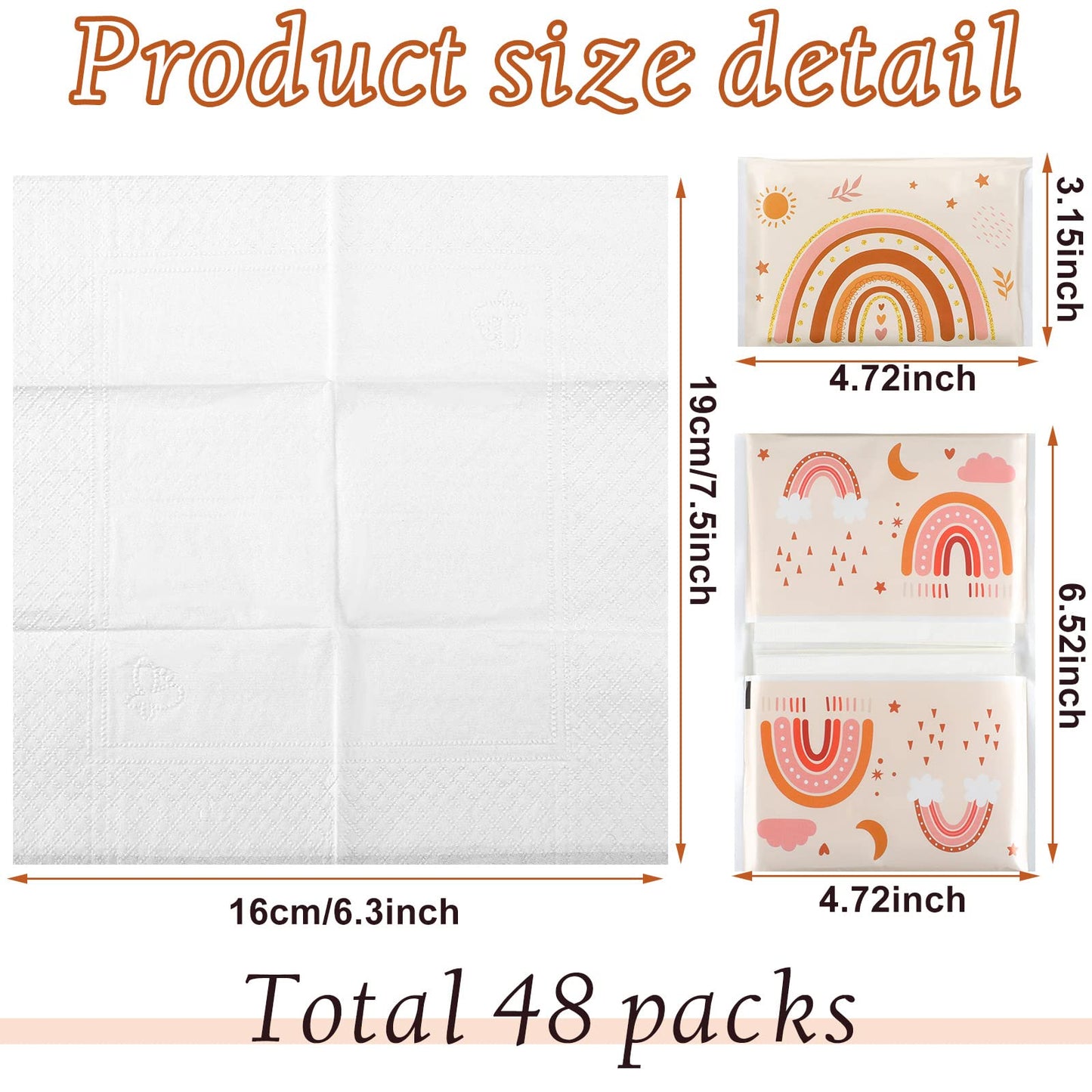 Tinlade 24 Packs Travel Size Tissue Pocket Slim Pack Facial 3 Ply Wallet Size Pocket Tissues for Travel Wedding Party Favors, 10 Sheets Each, 4 Styles(Rainbow)