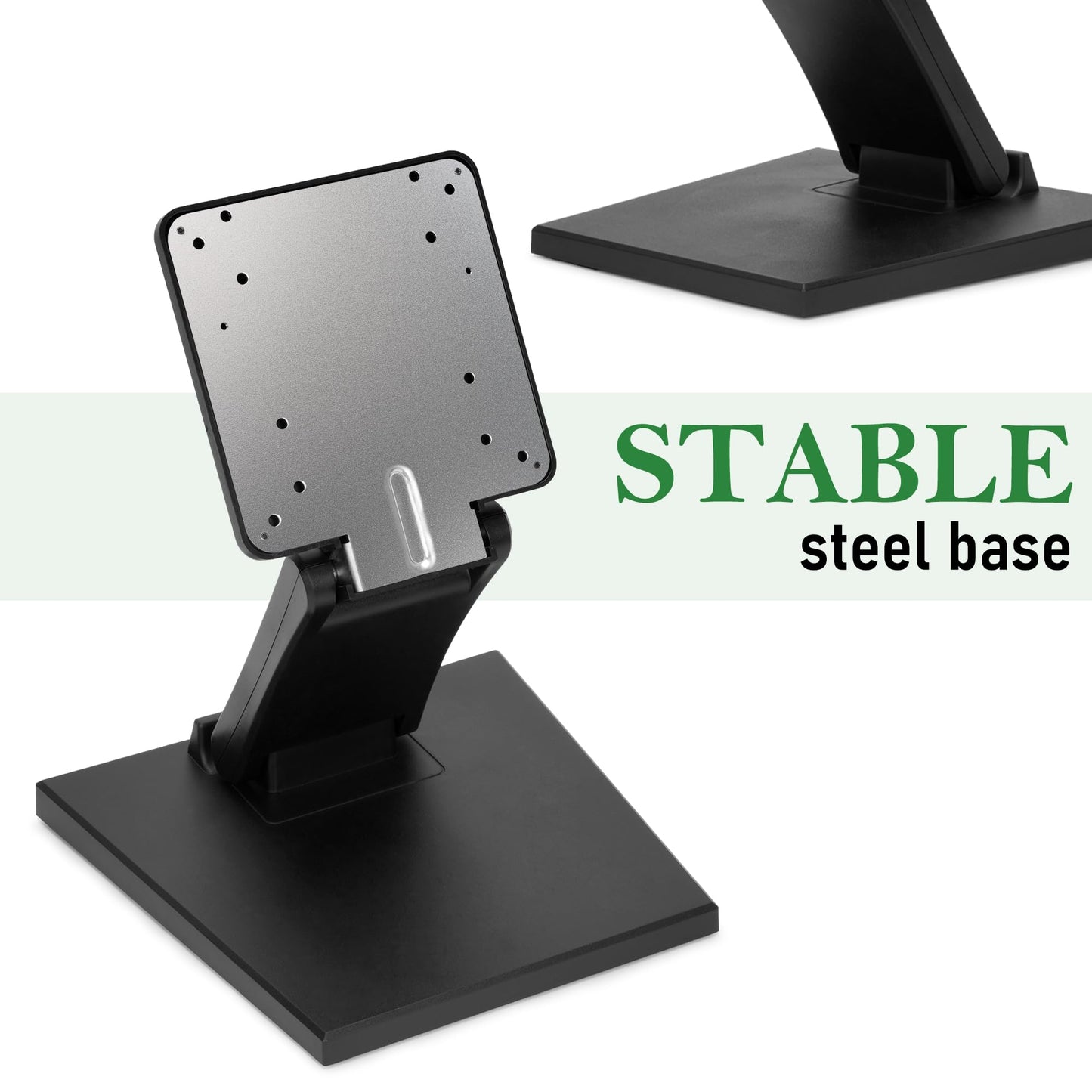 Tcatec Adjustable LCD Monitor Stand, Lay Flat Monitor Stand, Swivel PC Desk Stand Foldable Computer Monitor Mount Non Slip Desktop Bracket with Hole for Fixing Monitor, Black