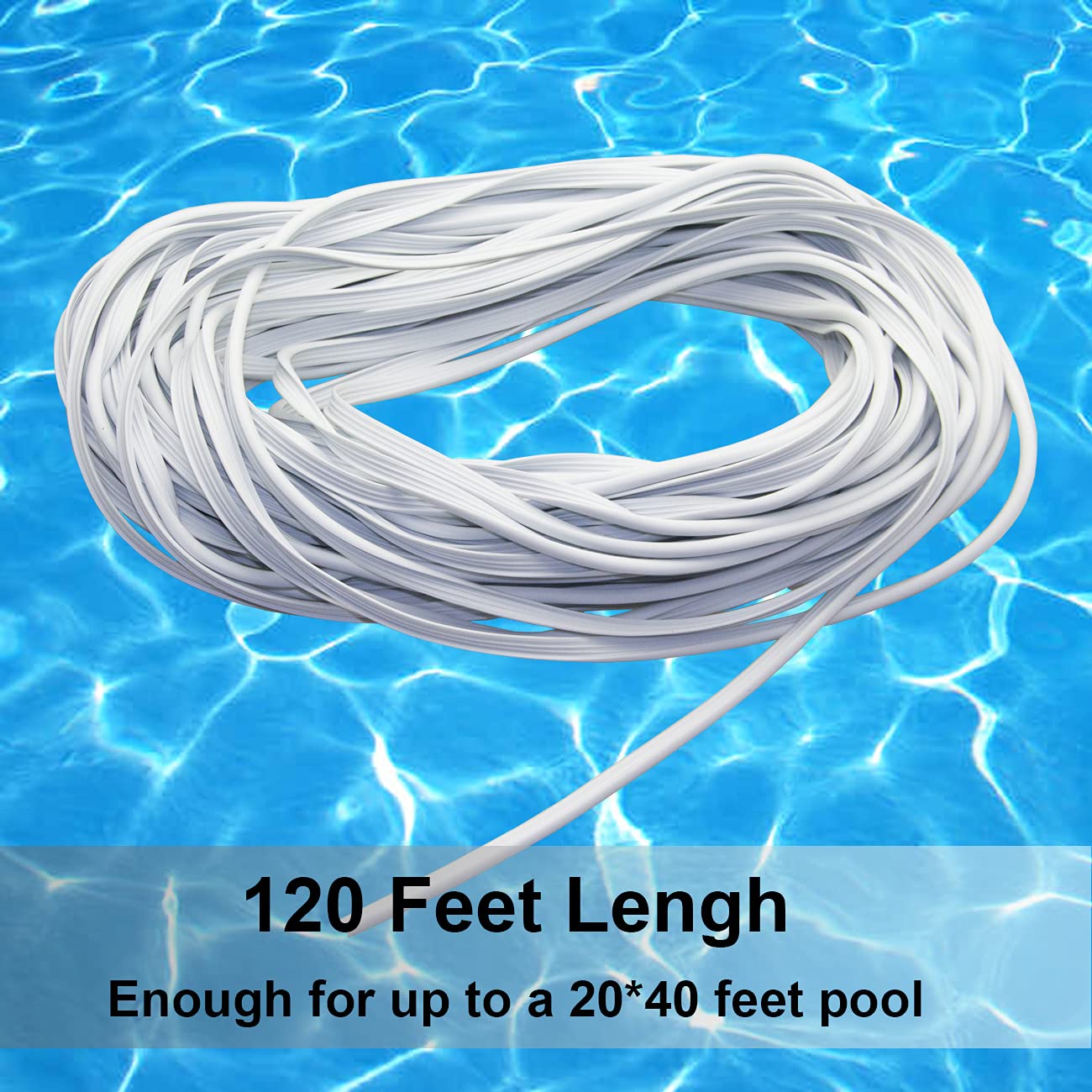 Swimming Pool Beaded Liners Lock 120'ft, Pool Liner Lock for Above-Ground & In-Ground (White)