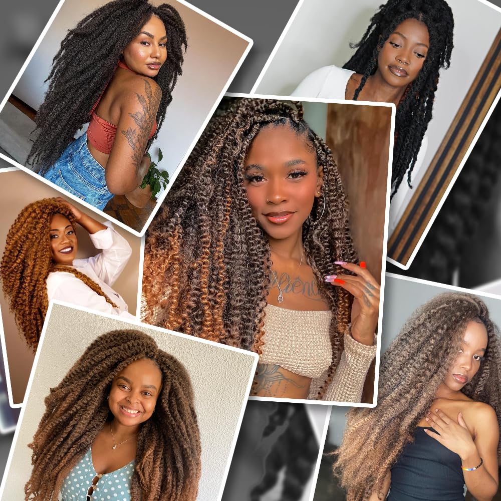 8 Packs Marley Twist Braiding Hair 24 Inches MarleyTwist Hair Red Cuban Twist Hair Marley Afro Kinky Curly Twist Faux Locs Crochet Hair Synthetic Marley Hair Extensions