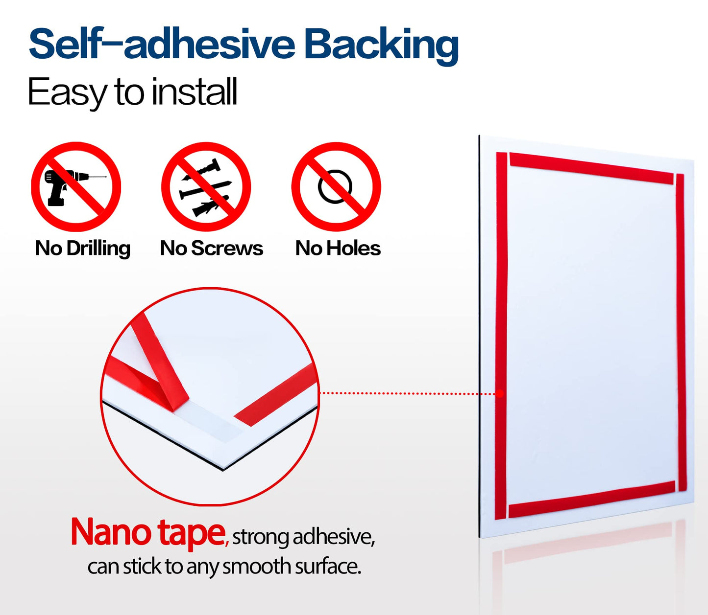 VAIIGO Acrylic Sign Holder 8.5" x 11", 10 Pack Magnetic Wall Mount Sign Holder with Tape Adhesive and Strong Magnetic Border, Acrylic Picture Display Frames for Wall, Door, Glass, Home, Store, Office
