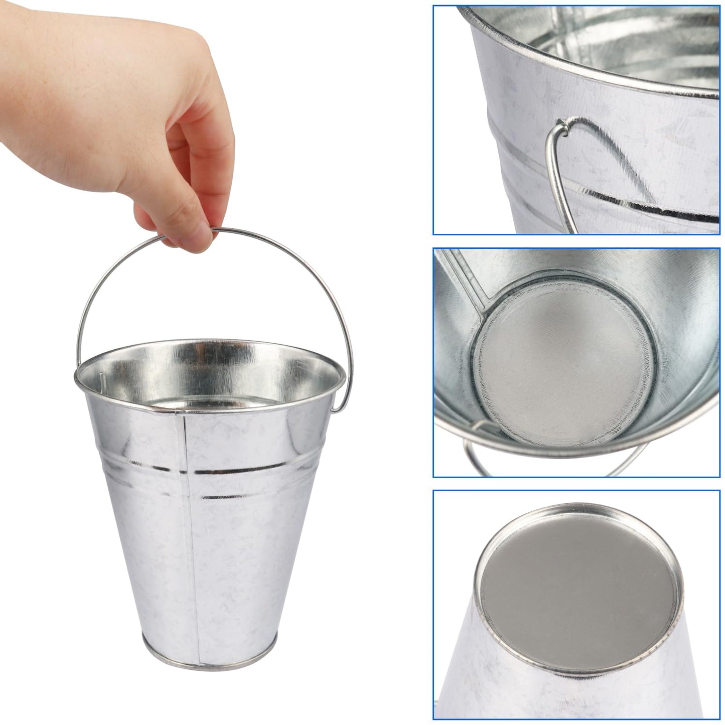 25 Pack 4.5 Inch Mini Metal Buckets, Metal Buckets with Handle, Easter Bucket,Pencil Holder and Flower Pots, Used to Carry, Store, or Even Plant, by GENHAKON.