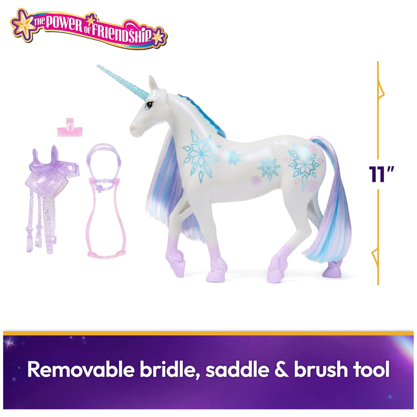 Unicorn Academy, Power of Friendship Glacier, Easter Gifts Idea, Dolls & Unicorn Toys for Girls, Includes Translucent Saddle & Bridle, 11”