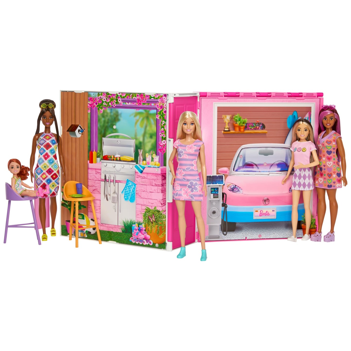 Barbie Doll and House Playset, Getaway House with 4 Play Areas Including Kitchen, Bathroom, Loft Bedroom and Lounge, 11 Decor Accessories