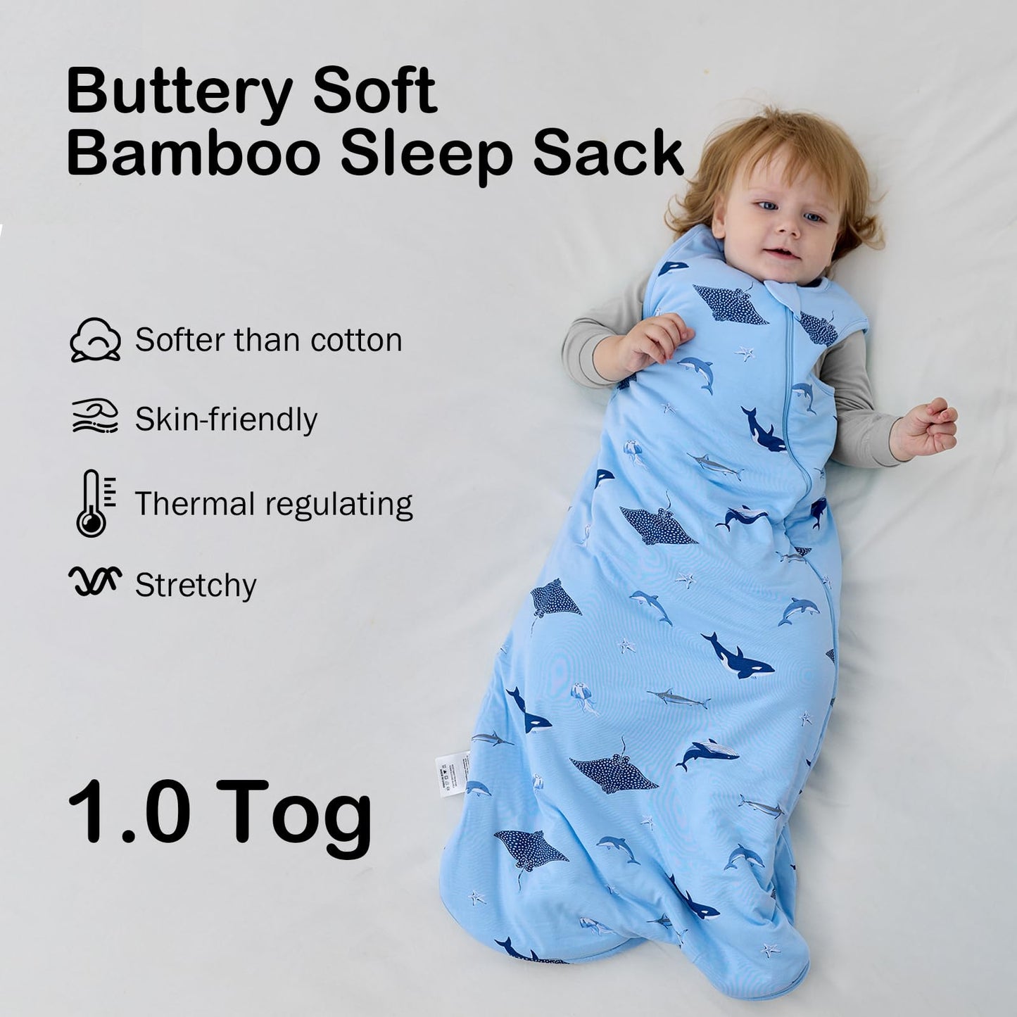 BubblePanda Rayon Made from Bamboo Sleep Sack 2t-3t 1.0 Tog Soft Toddler Sleeping Sack 24-36 Months for Babies 2-Way Zipper Baby Wearable Blanket