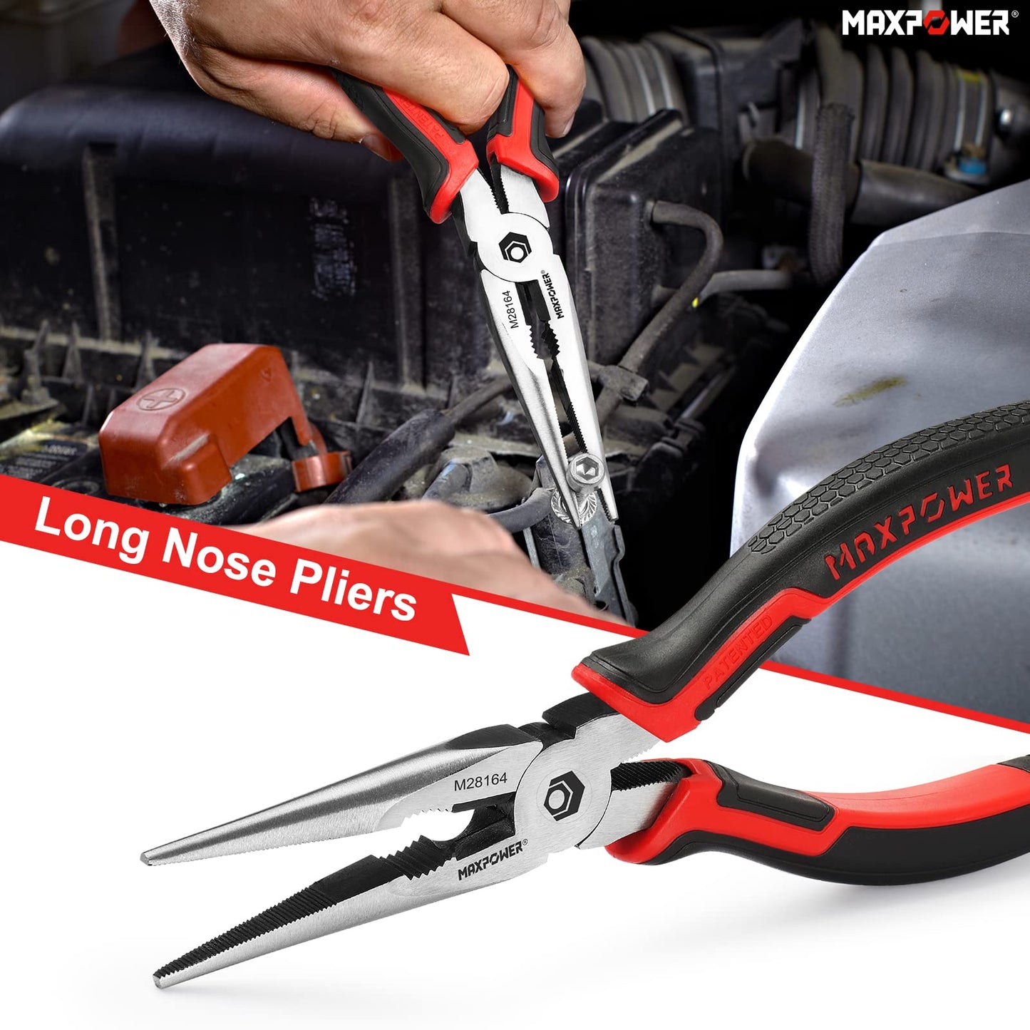 MAXPOWER 4 Piece Pliers Set, 8 inch Lineman Pliers, Diagonal Cutting and Long Nose Pliers, 10 inch Groove Joint Pliers