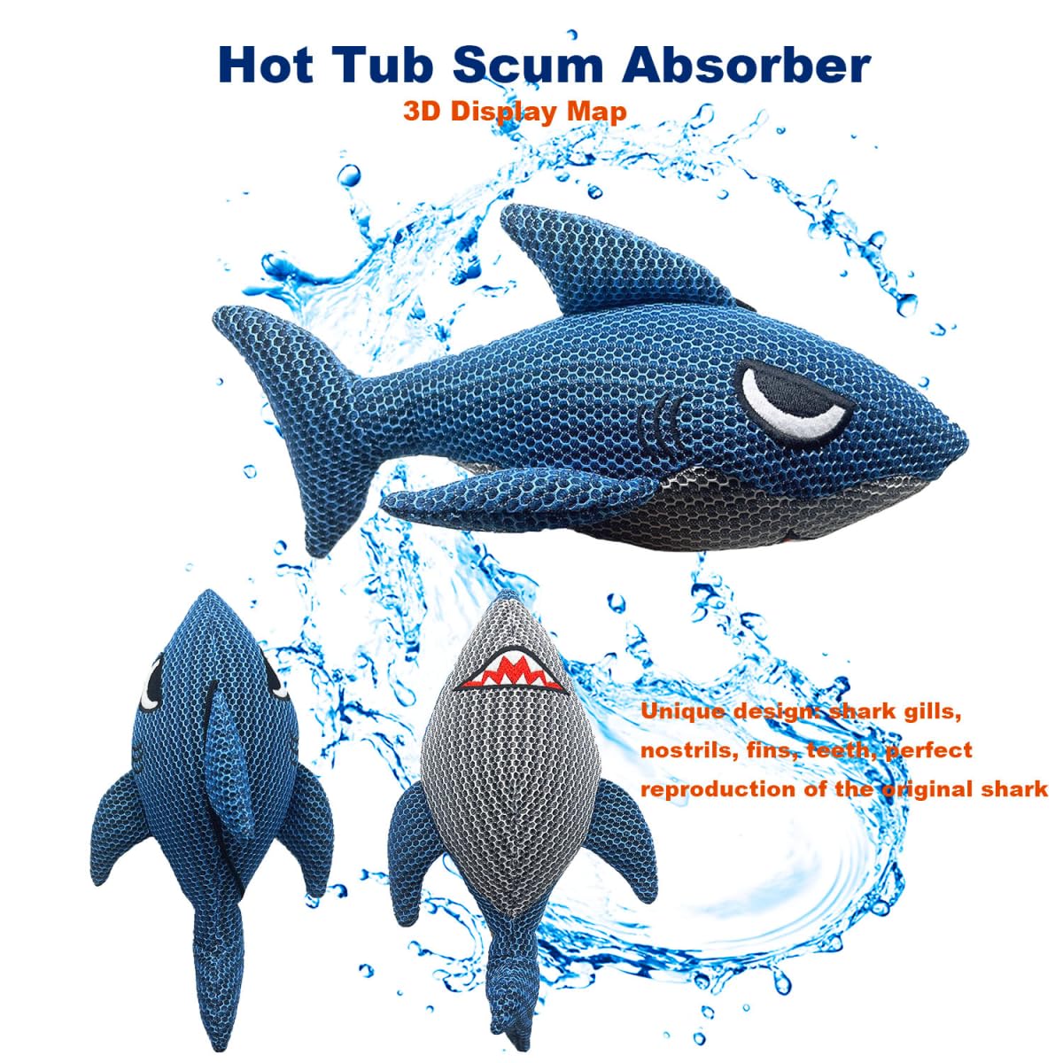 Hot Tub Scum Absorber Shark-2 Pack Hot Tub Cleaner Hot Tub Sponges Scum Collector，Keeps Water Clear for Adults Reusable Pool Scum Absorber