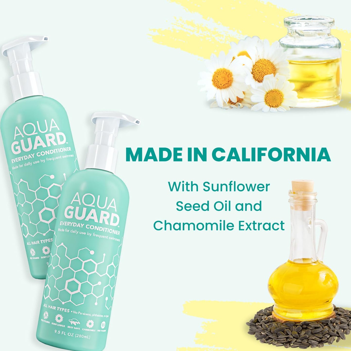 AQUA GUARD Everyday Conditioner for Pool Moms and Swimmers - Smoothes, Softens & Protects Hair - Paraben and Gluten Free, Vegan, Color Safe, Leaping Bunny Certified (2 Bottles)