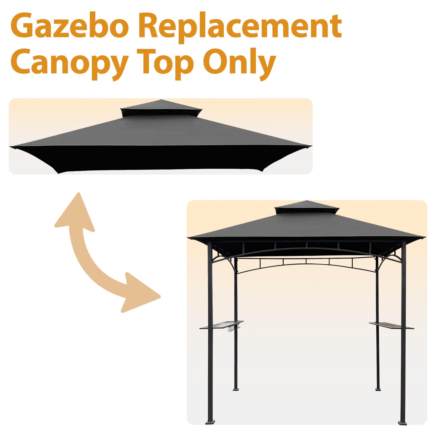 Coastshade Replacement Gill Gazebo BBQ Canopy Top for Model #L-GG001PST-F,8x5 Gazebo Grill Canopy BBQ Gazebos Top Only,Gray