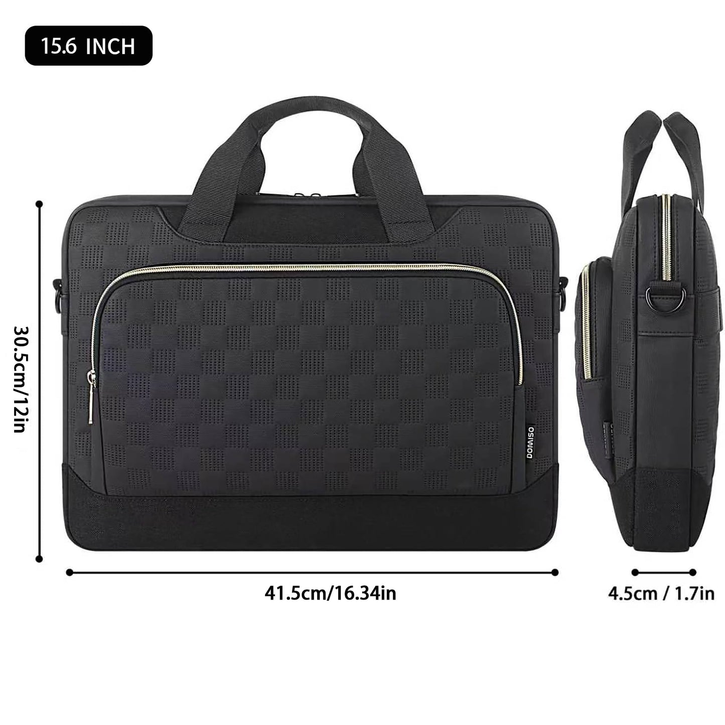 DOMISO 15.6 inch Laptop Bag 15 inch Laptop Sleeve Waterproof Laptop Shoulder Bag 15.6 inch Laptop Case for Men Women Business Office Work Computer Bag 15.6 inch Adjustable Messenger Bag, Black