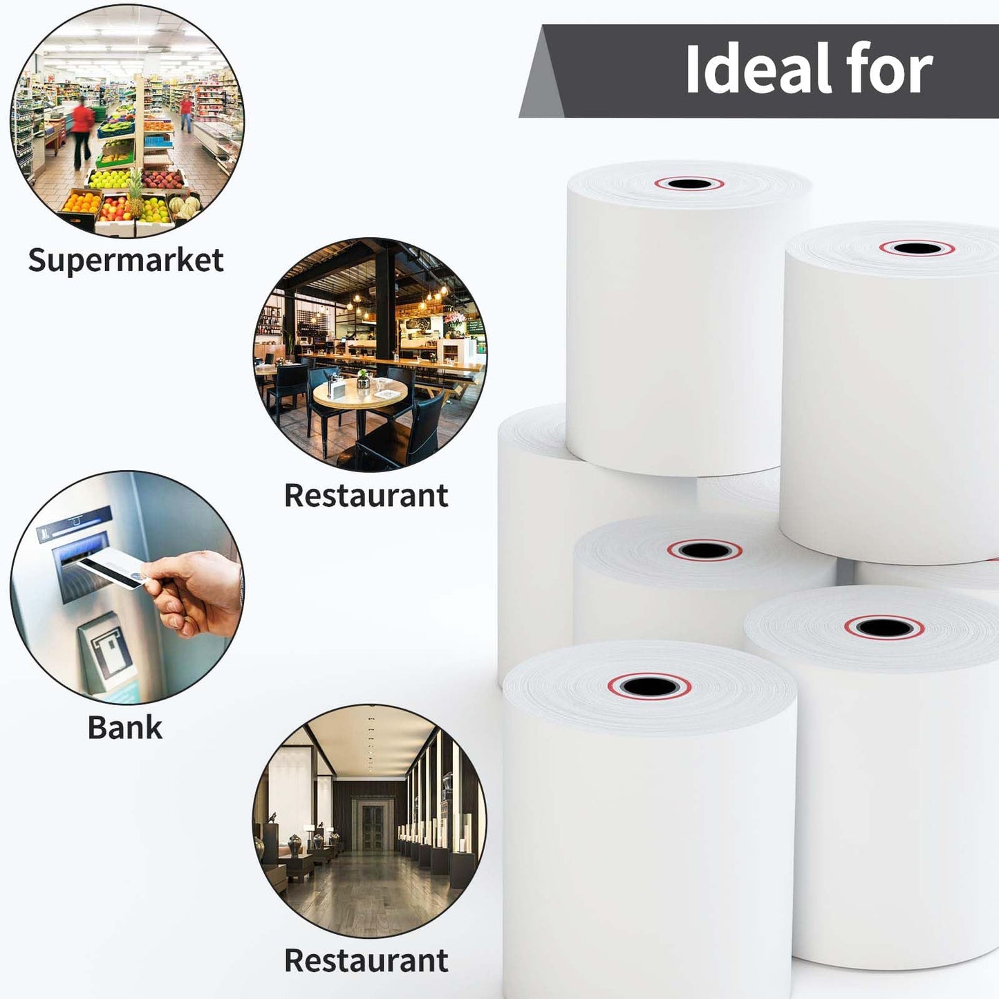 30 Rolls 3 1/8 x 230 ft Thermal Paper Receipt Rolls Cash Register POS Paper fits Credit Card Terminals, 80mm Thermal Receipt Paper, Thermal Paper Rolls - BPA Free