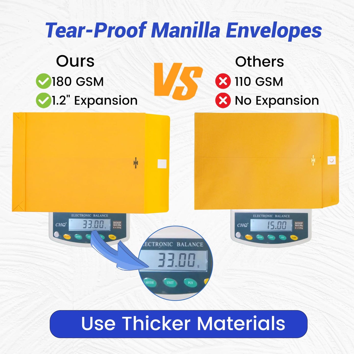 9x12 Expandable Clasp Envelopes 25 Pack, Goefun 180 GSM Heavyweight Large Kraft Manila Envelopes Expansion Mailer, for Home Office Business Storage and Organizing, with Extra-Large Capacity