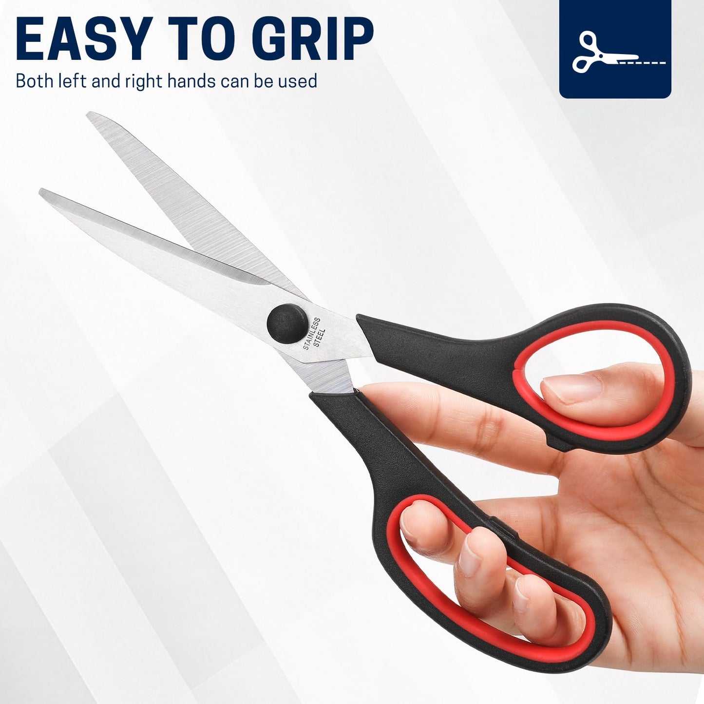 Scissors Bulk 24-Pack, BURVAGY 8" Scissors All Purpose Heavy Duty Sharp Scissors for Office School Home Stainless Steel Blades Safety Soft Grip Handles,Right/Left Handed Scissors