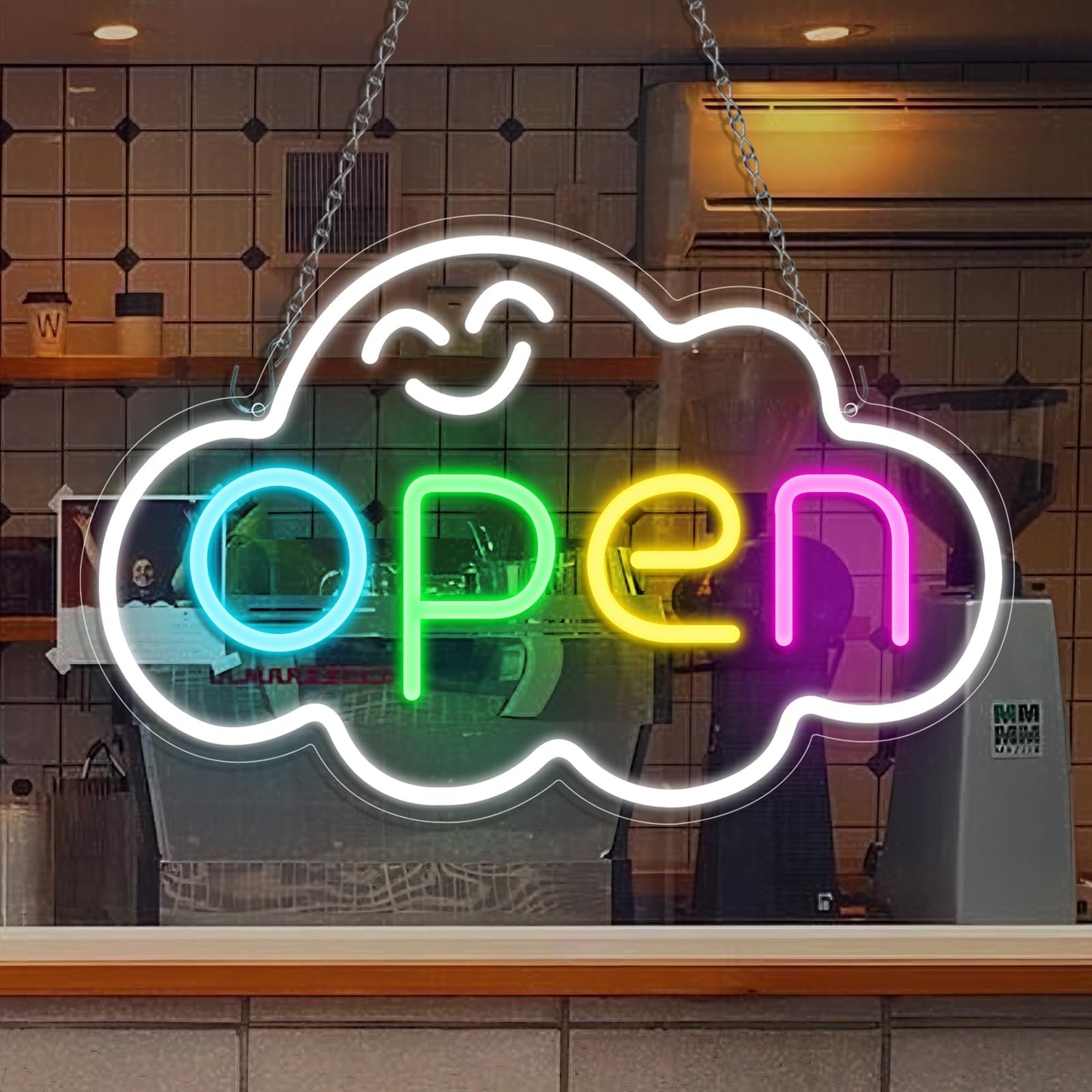 Super Bright Open Sign, 16.5"x 10.2" LED Open Signs for Business Window, Electric Light up Sign with 12V Adapter & ON/OFF Switch, Open Sign LED for Stores Restaurants Offices Bar Coffee Shops