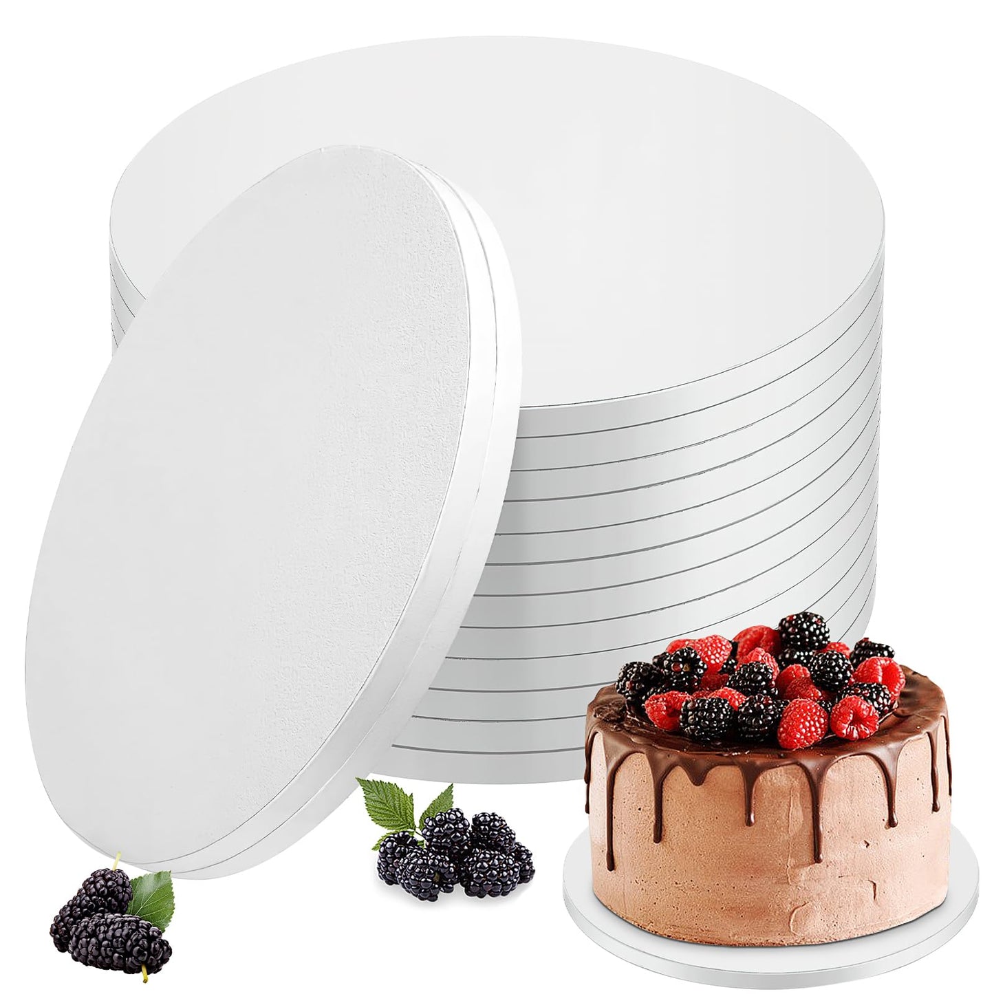 12 Pack Cake Drums, 12 Inch Cake Boards Round Cake Base Board, Cake Corrugated Cardboard Sturdy Cake Base Thick Cake Boards for Wedding Birthday Party