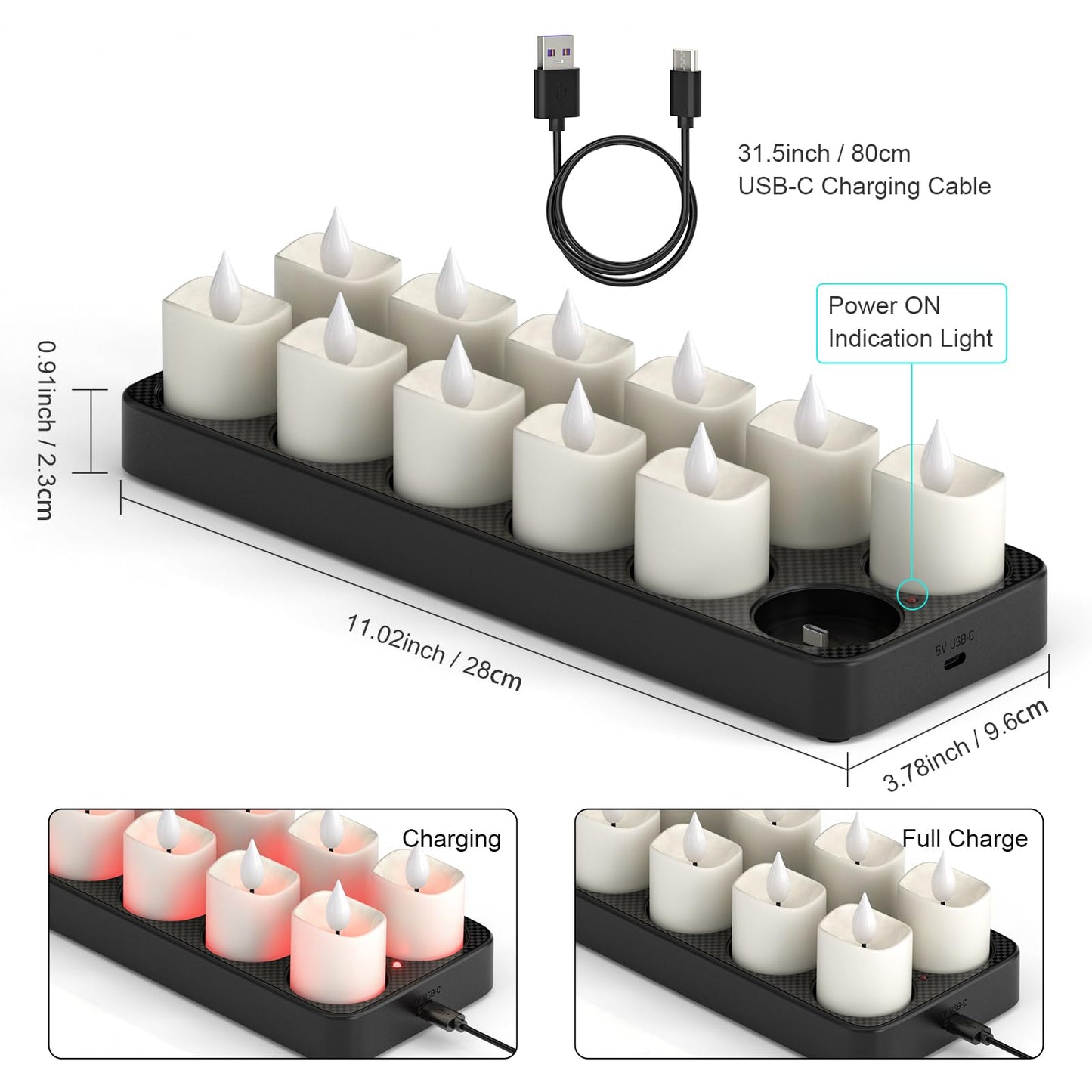 Yme Rechargeable Tea Lights Candles with Charger Storage Base, 12 Pack Battery Operated LED Flameless Votive Candles with Remote Timer for General Fireplace Halloween Pumpkins Christmas Party Decor