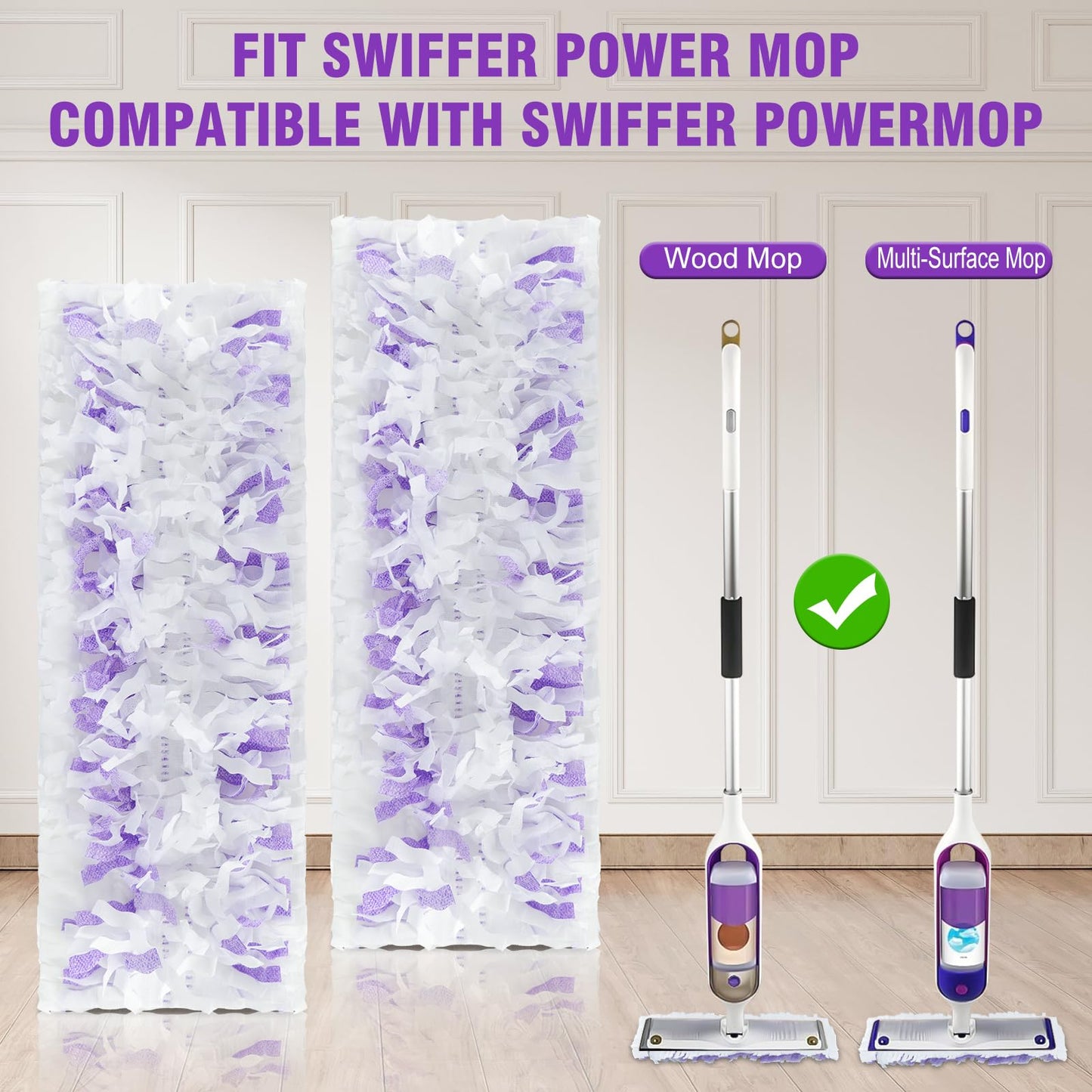 30 Pack Disposable Power Mop Refills Pads for Swiffer Power Mop,Spray Wet Pads Refill for Swiffer,Disposable Swifter Mopping Pads Refills for Multi-Surface Floor Cleaning (Purple-30)