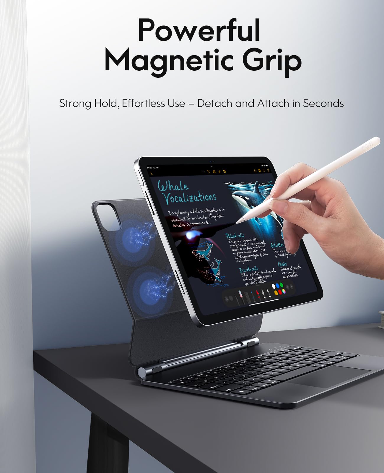 CHESONA for iPad Air 11 Inch Case with Keyboard (M3 2025/M2 2024), Floating Cantilever Stand, 7 Color Backlit, Smart Trackpad, Magic Keyboard for iPad Pro 11-inch 1/2/3/4th & iPad Air 4/5th Gen, Black