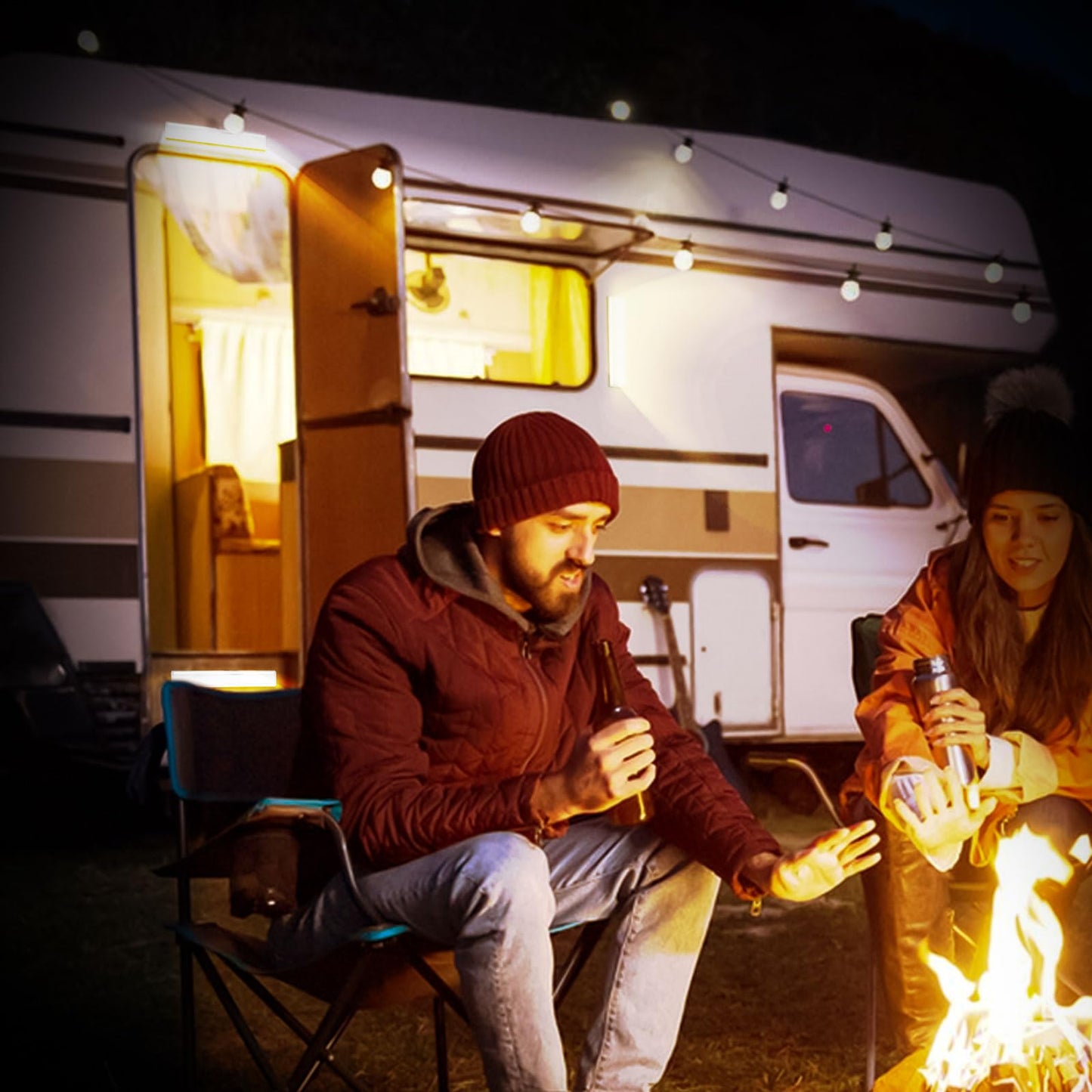 4 Pack Motion Activated RV Step Lights with 10 LEDs,Magnetic Motorhome Motion Sensor led Light Strip Bar for Motorhome Travel,Travel Trailers, Camper (Battery Operated)