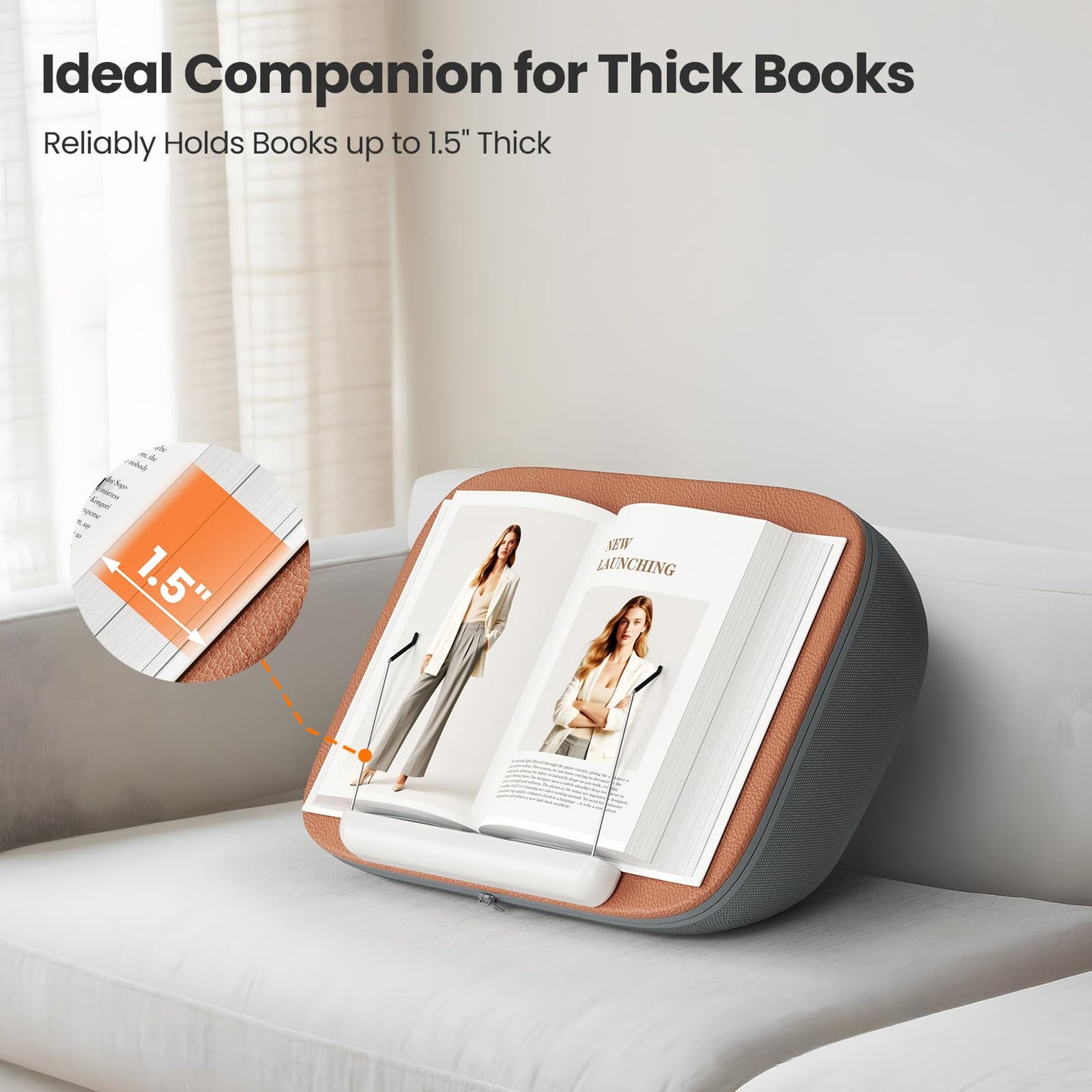 Tounee Book Holder Stand - Ultra Soft Lap Beanbag Pillow for Books, Tablets, iPads & Kindle - Hands-Free Reading/Viewing in Bed/Couch - Reduces Neck Strain - Perfect for Book & E-Readers Lovers