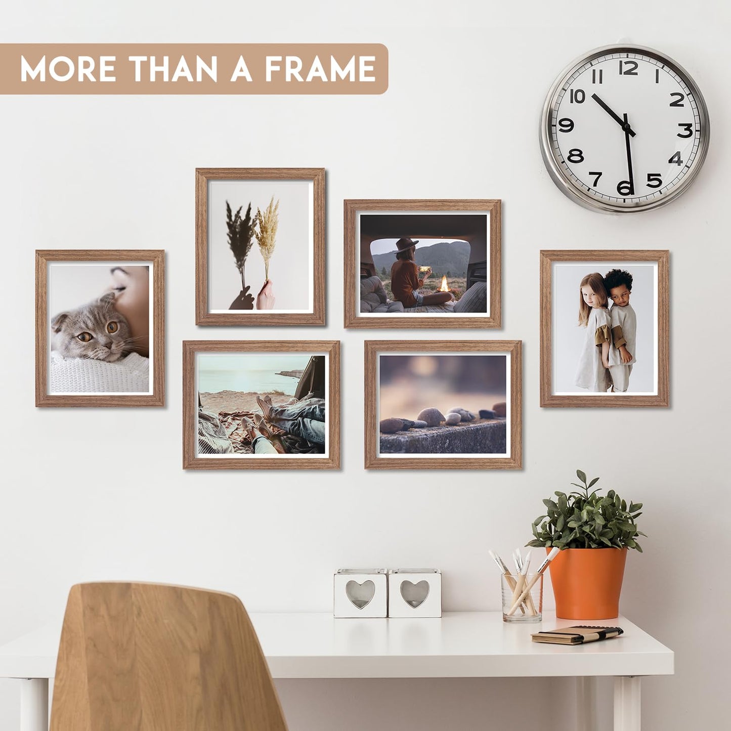 ADDMES 6 Pack 8X10INCH Picture Frames Set, Gallery Picture Frames Colleage for Wall, Multi-sized Photo Frames for Family, Home Wall Decor (6 BROWN)