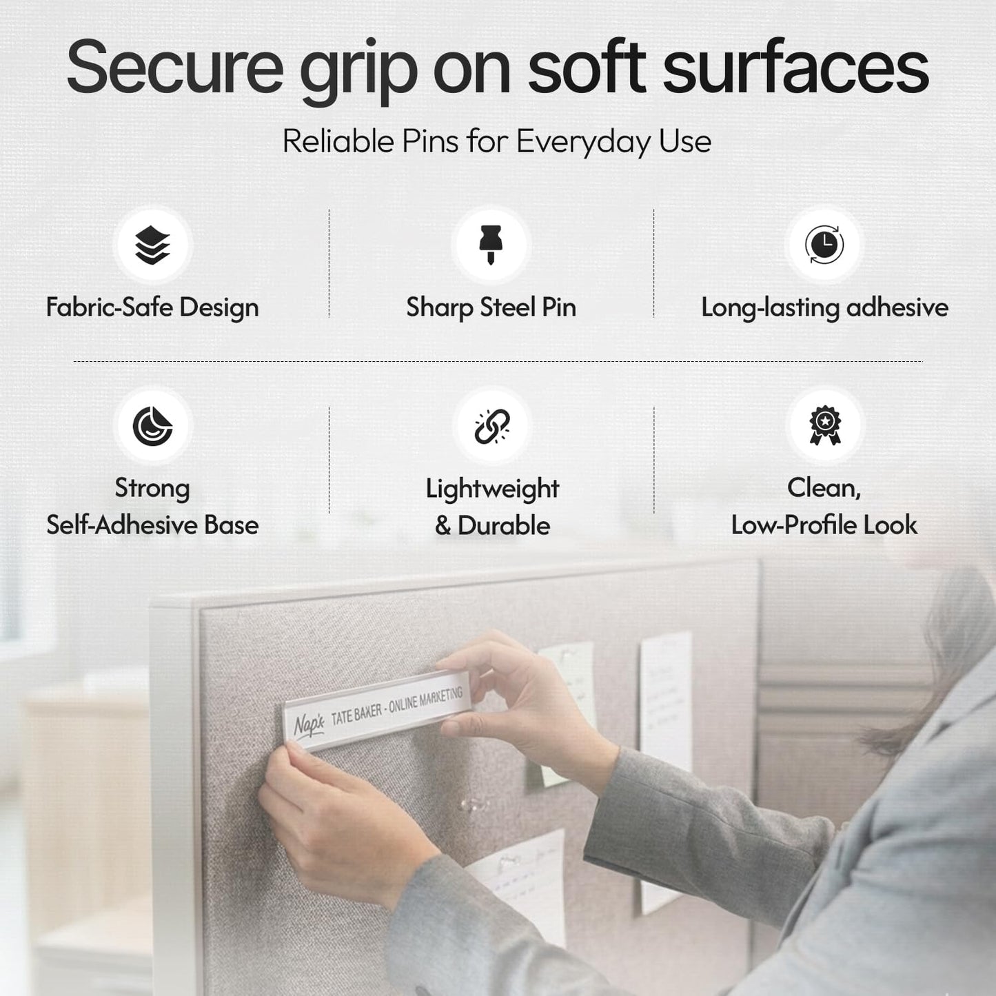Cubicle Partition Nameplate Pins - Pack of 20