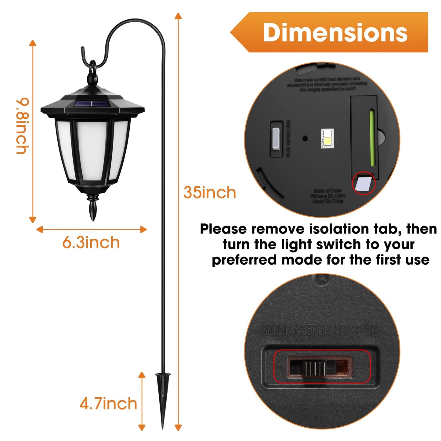 Viewsun 34 Inch Solar Hanging Lights, Shepherd Hook Lights with 2 Shepherd Hooks Waterproof Outdoor Decorative Solar Lantern Lights for Garden Decor, Patio, Backyard, Pathway, 4 Pack