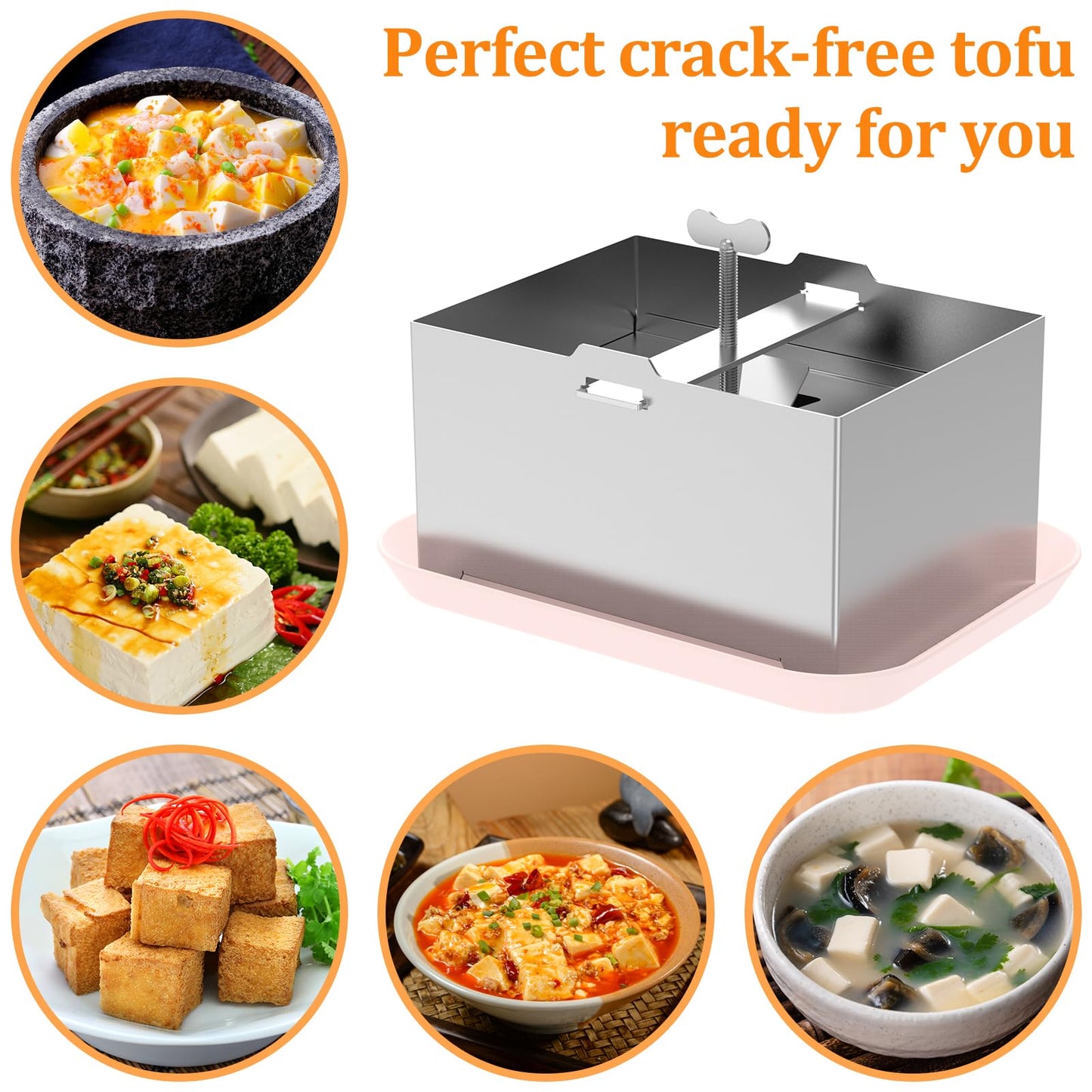 Stainless Steel Tofu Press with Presser Towel & Drip Tray – DIY Tofu Maker for Homemade Firm Tofu, Paneer & Cheese – Effortless Water Removal for Enhanced Texture & Flavor