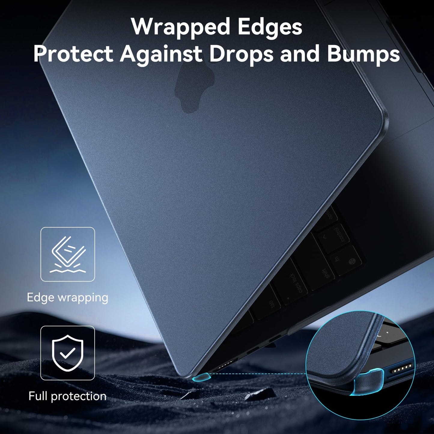 BlueSwan for MacBook Air 15 inch Case, M5 M4 M3 M2 2026-2023 A3448 A3241 A3114 A2941, 100% Laptop Color Match, Easy to Snap on, Grippy Matte Texture, Air 15.3 Hard Protective Laptop Cover, Midnight