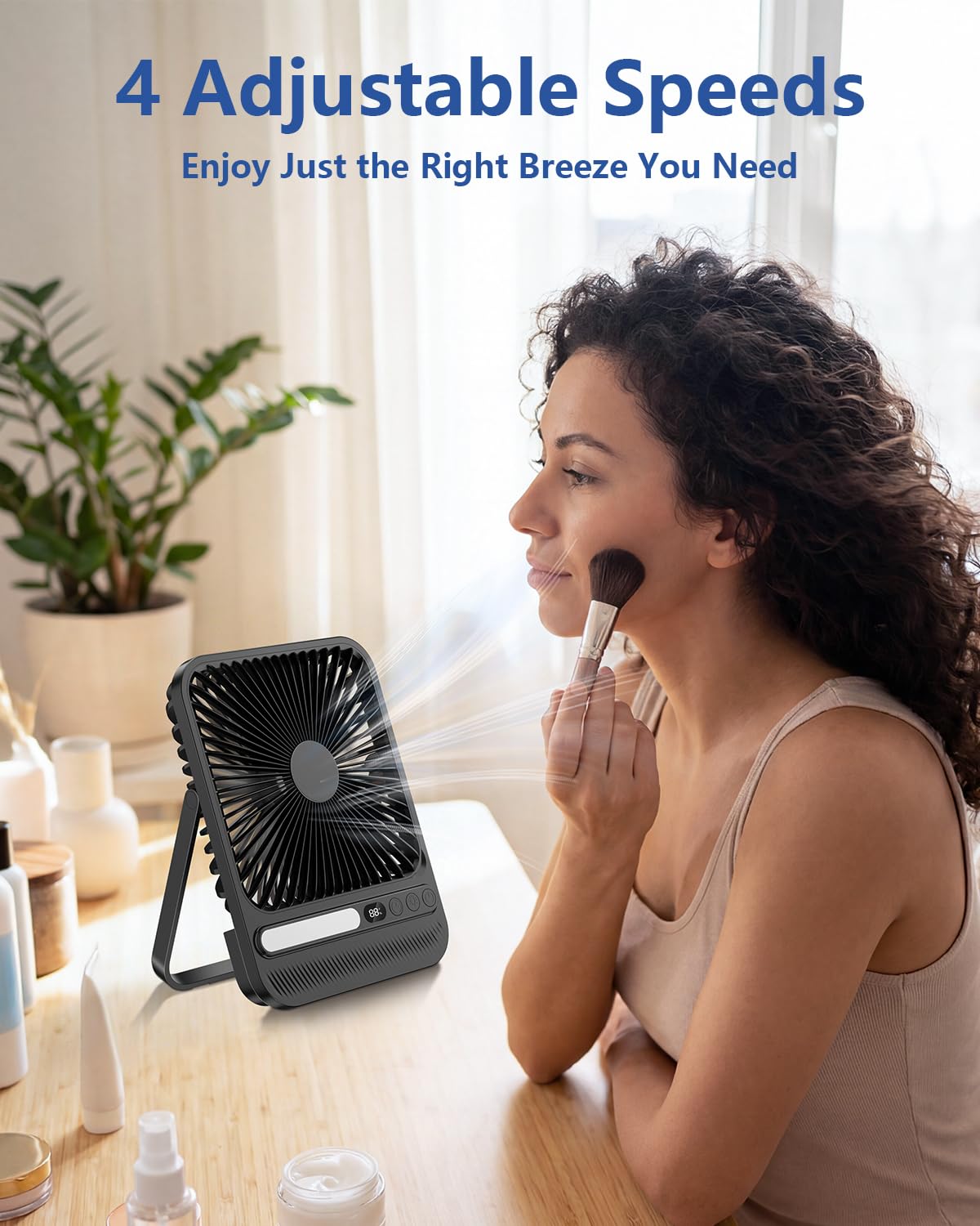 Nuerst 7in Portable Travel Fan for Sleeping with Lights,Timer & Digital Display, 8000mAh Max 28H Runtime 1.65in Ultra-Thin Cruie Fan Battery Operated for Home Office Travel Cruise Essentials 2026
