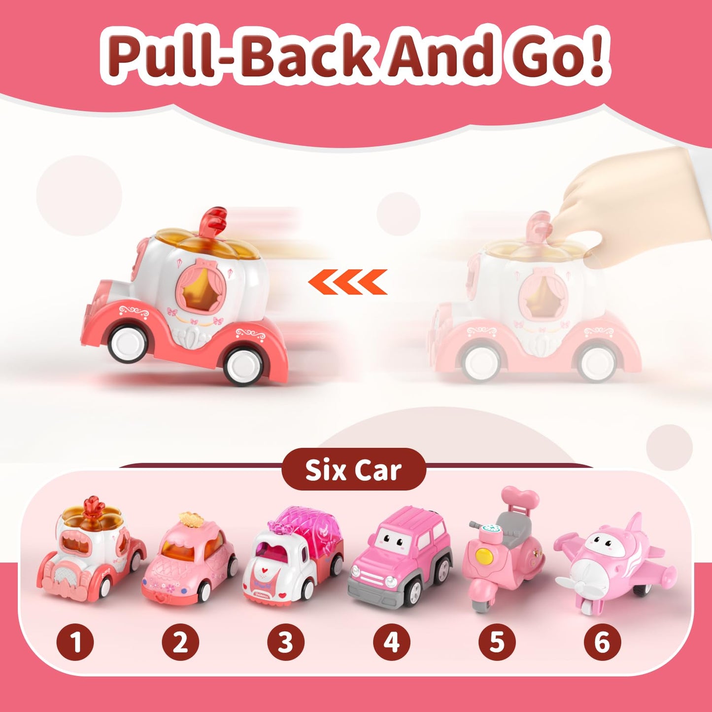 Toddler Girl Truck Car Toys for 1 2 3 Year Old Girl Birthday Gifts, 7-in-1 Pink Princess Transport Carrier Trucks for Toddlers 1-3, Friction Power Toy Cars with Lights & Music, My Daughter First Gift