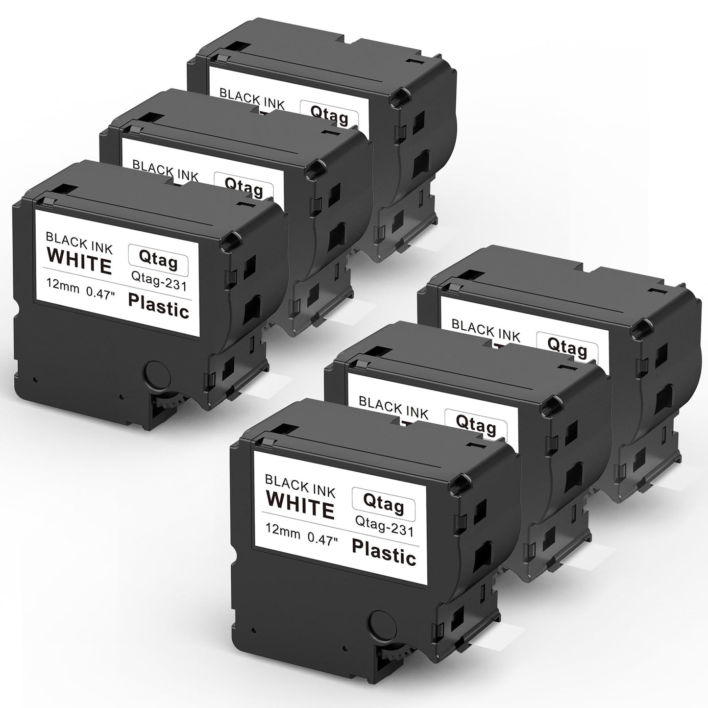 Greateam Compatible with Brother Btag-231 Label Maker Tape 12mm x 4m, Black on White, Compatible with Brother P Touch PT-N10, PT-N20, PT-N25BT Label Makers, 6 Pack