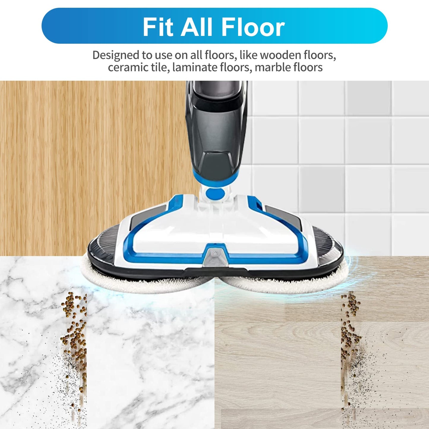 KEEPOW Spinwave Replacement Pads for Bissell Spinwave Mop 2124,2039A,2307,23157,20391,20399 Powered Hard Floor Mop (6 Pack)