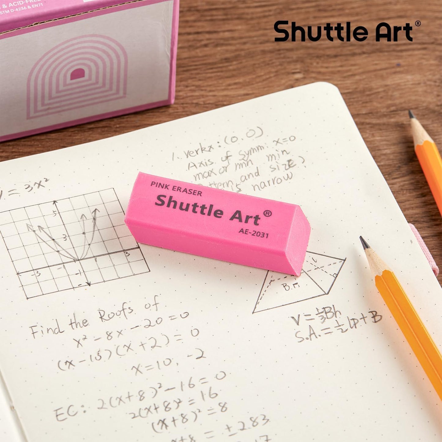 Shuttle Art Pink Erasers, 120 Pack Pink Erasers Bulk for School, Office, Latex-Free Soft Erasers for Kids, Teachers as School Supplies