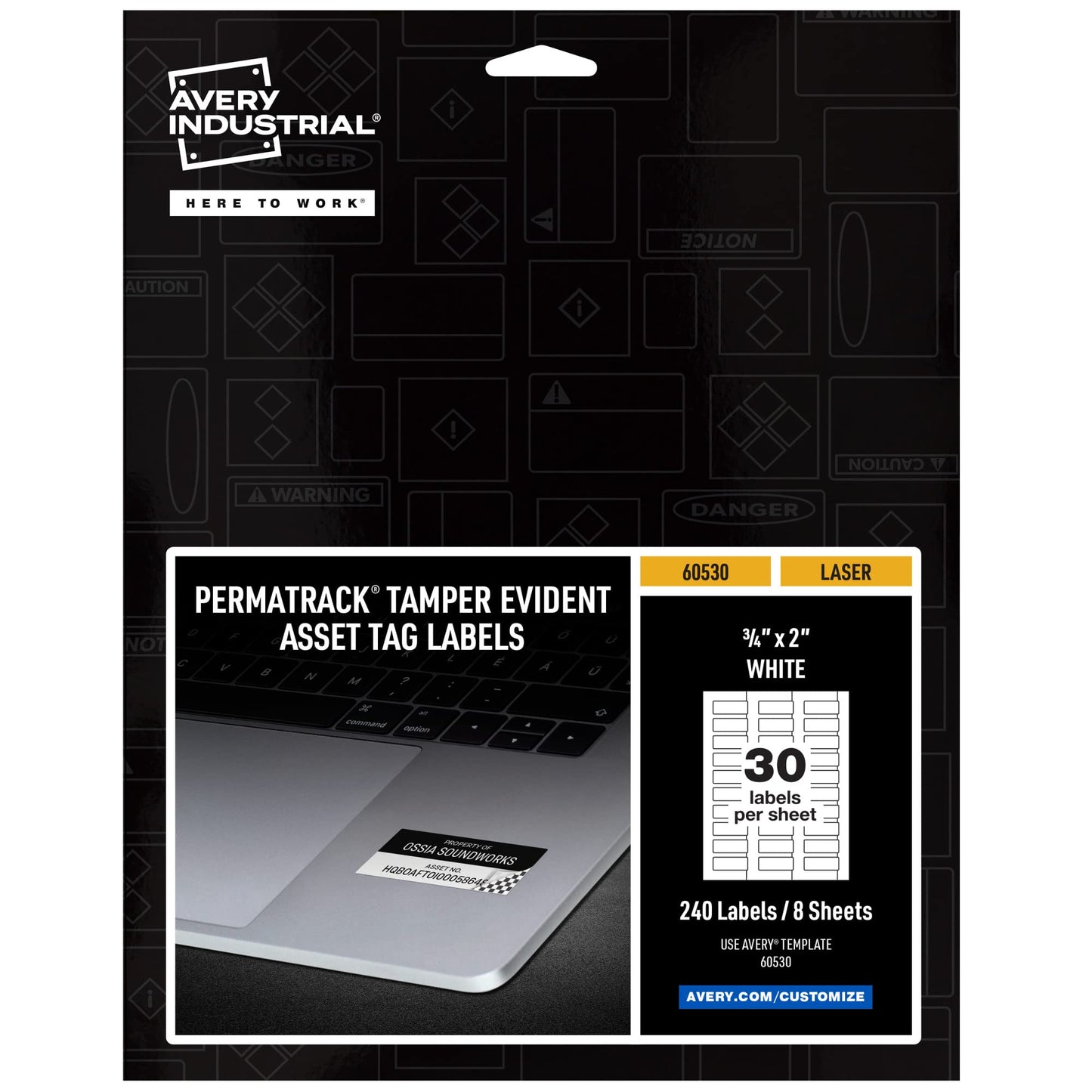 PermaTrack Tamper-Evident Asset Tag Labels, Laser, 3/4" x