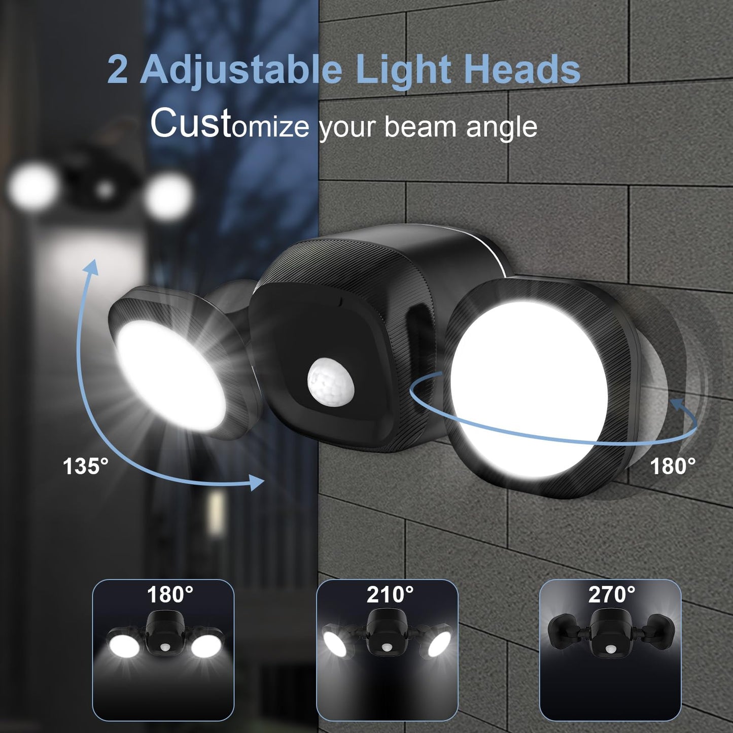 Battery-Operated Motion Sensor Outdoor Lights - Wireless Led Flood Lights with Detector, IP65 Waterproof Battery Powered Outdoor Lights for Outside House Garage Porch Yard Exterior Light