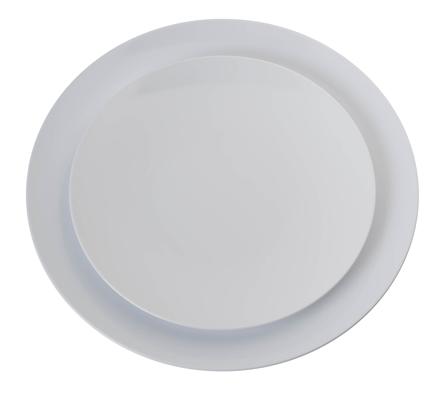 Premium 10.25 inch. Trend White Disposable Plastic Plates, Food Grade Plastic Dinner Plates - 40 Pack - Trendables™
