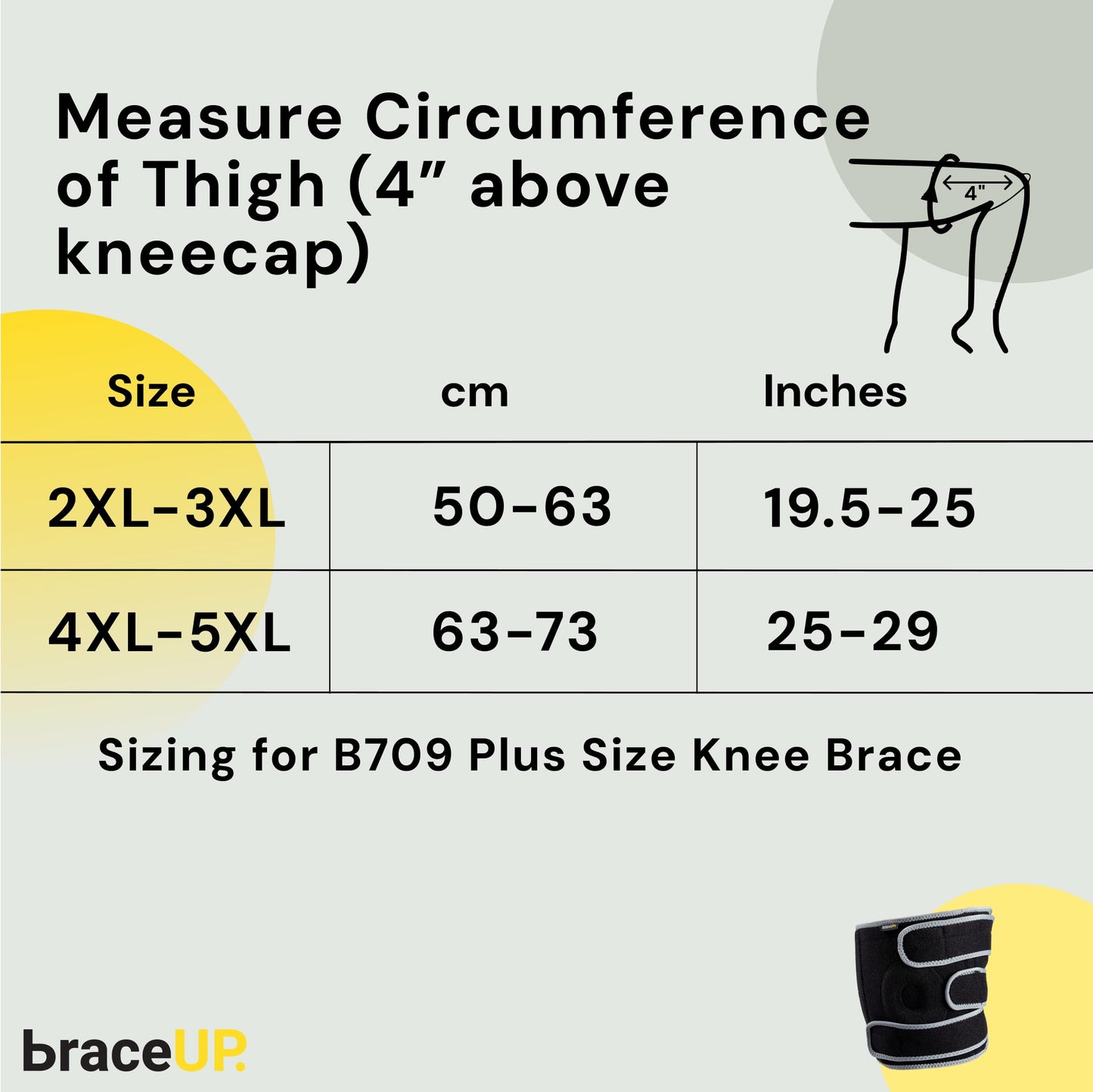 BraceUP Plus Size Knee Brace – 2XL to 5XL Knee Support for Knee Pain, Man and Woman knee brace plus size (4XL-5XL)